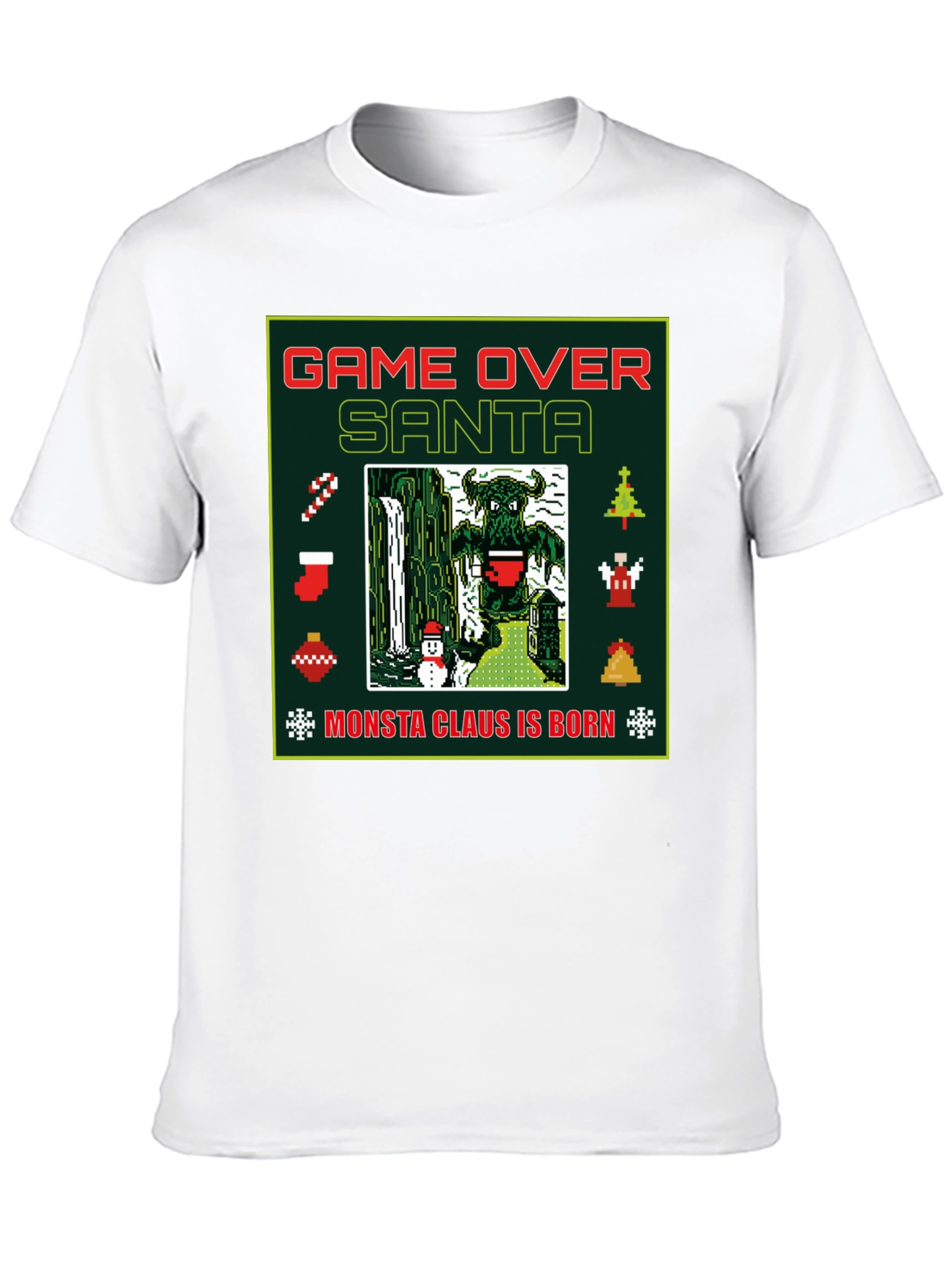 Camiseta Navideña Game Over Santa Monsta Claus