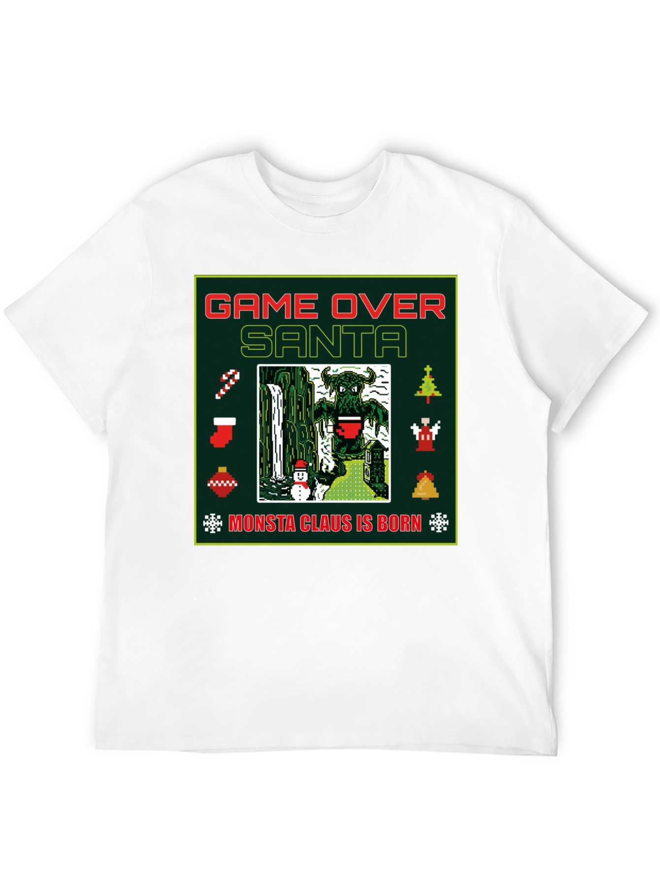 Camiseta Navideña Game Over Santa Monsta Claus