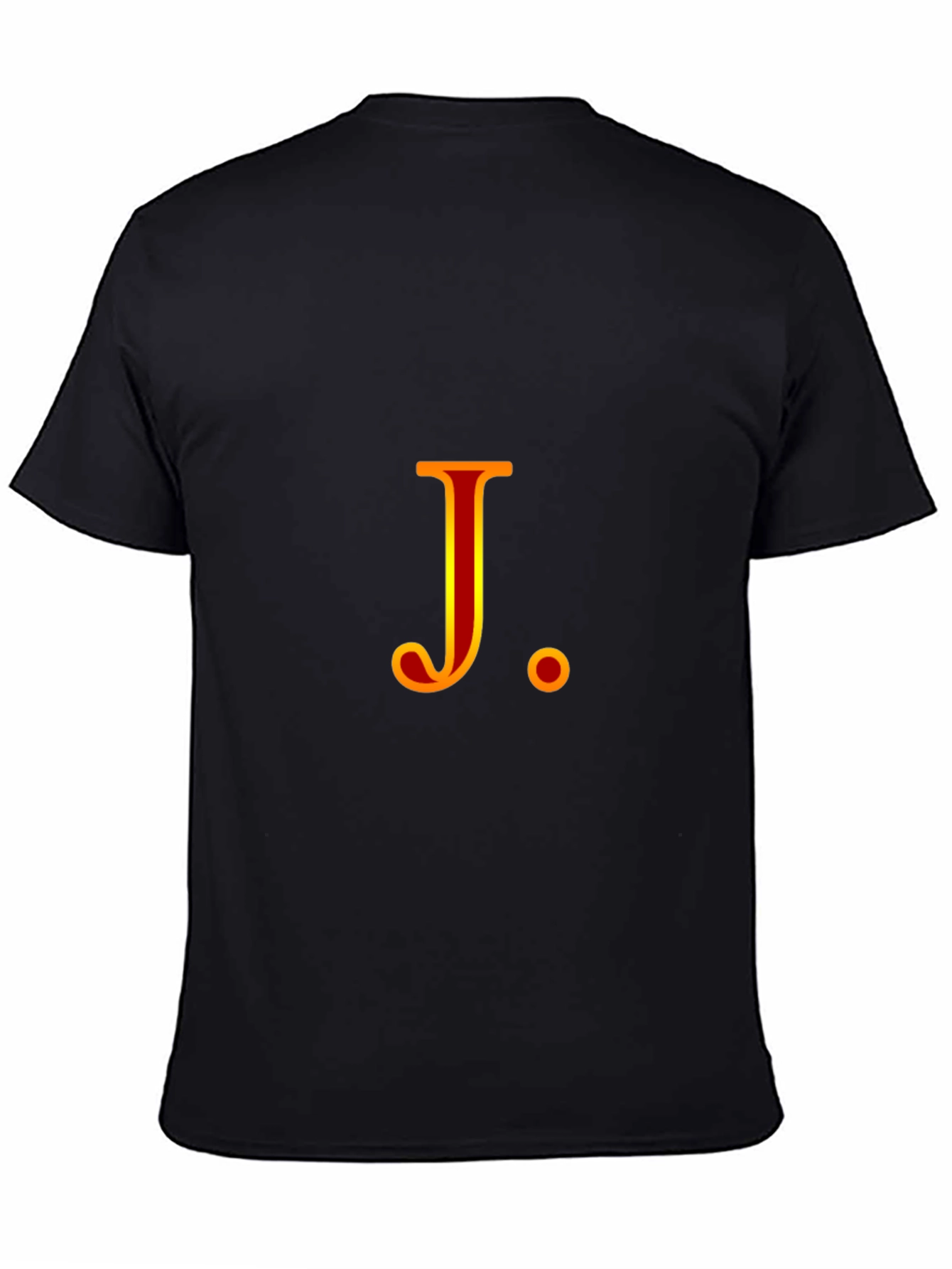 Camiseta Negra con Letra J Roja y Amarilla