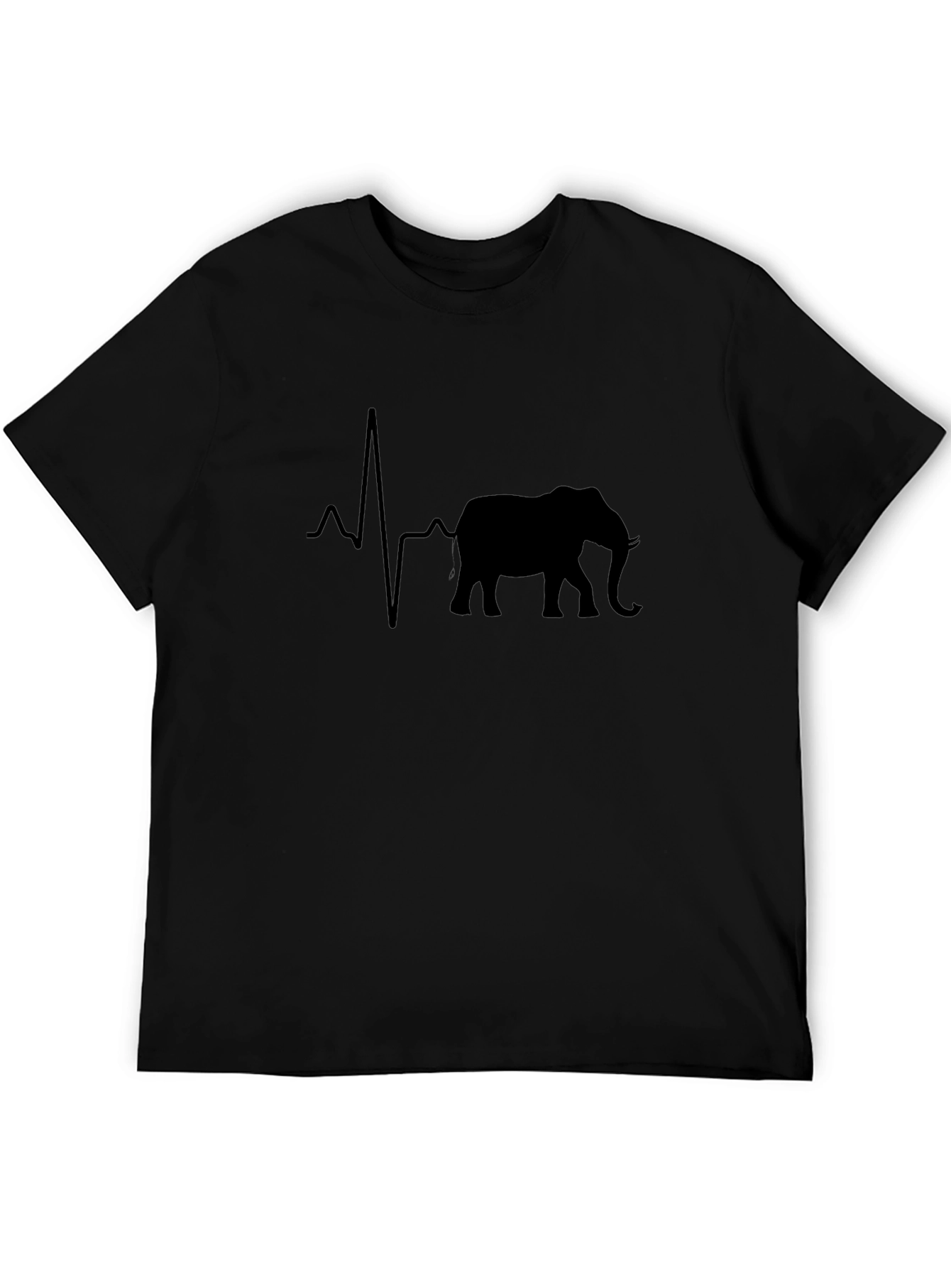 Camiseta Negra con Diseño de Elefante y Latido