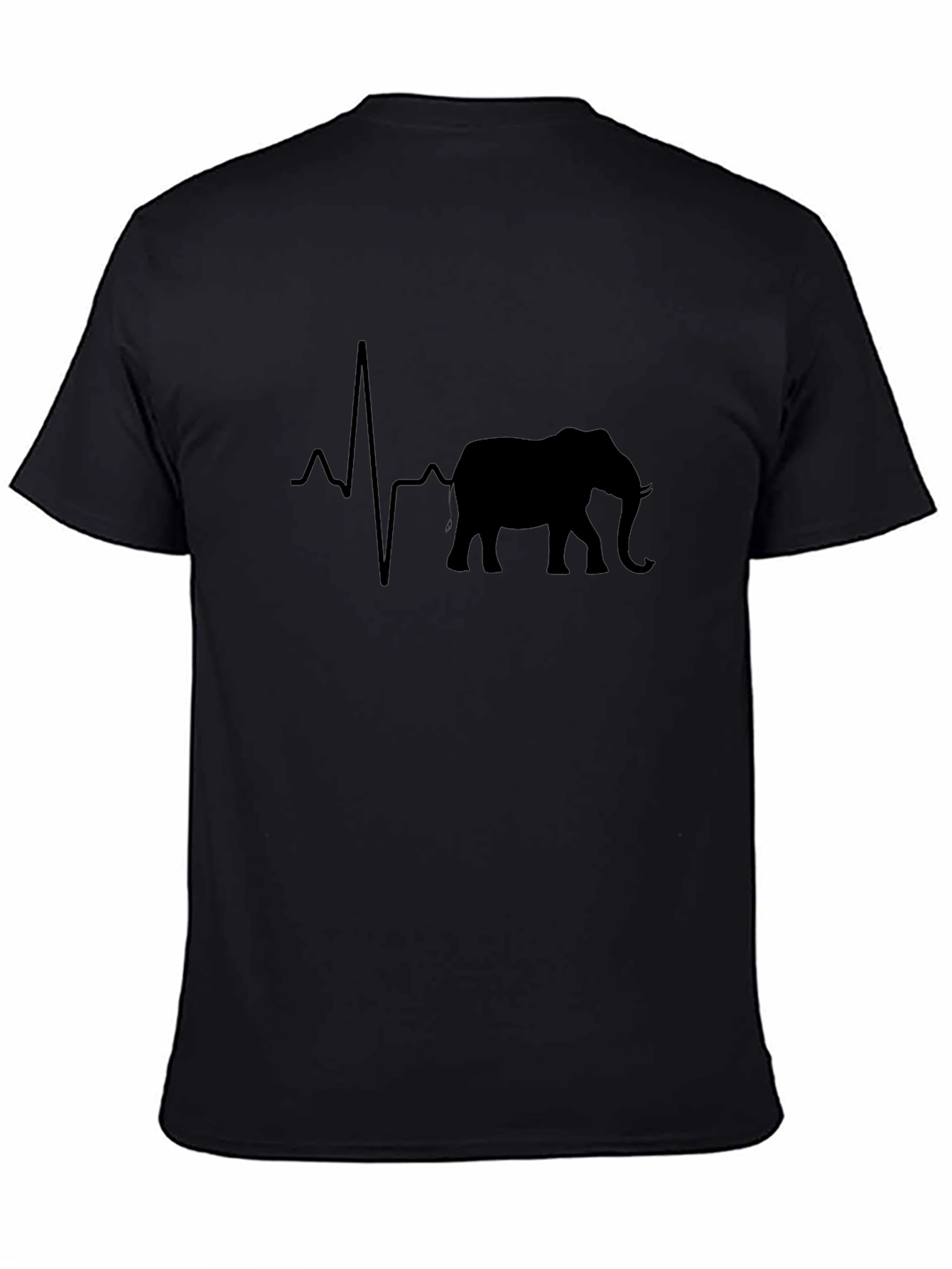 Camiseta Negra con Diseño de Elefante y Latido