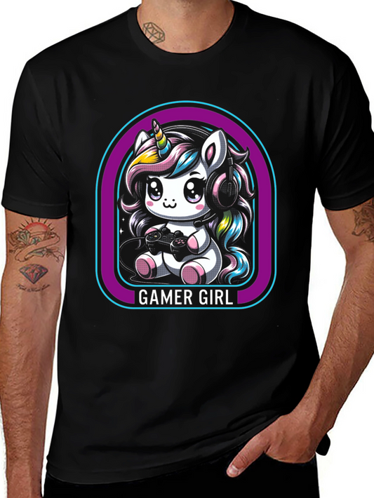 Camiseta Negra Unicornio Gamer Girl