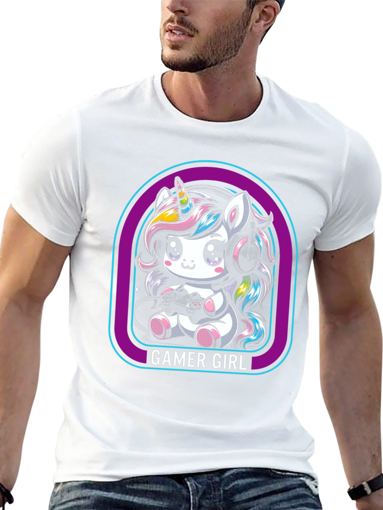 Camiseta Negra Unicornio Gamer Girl