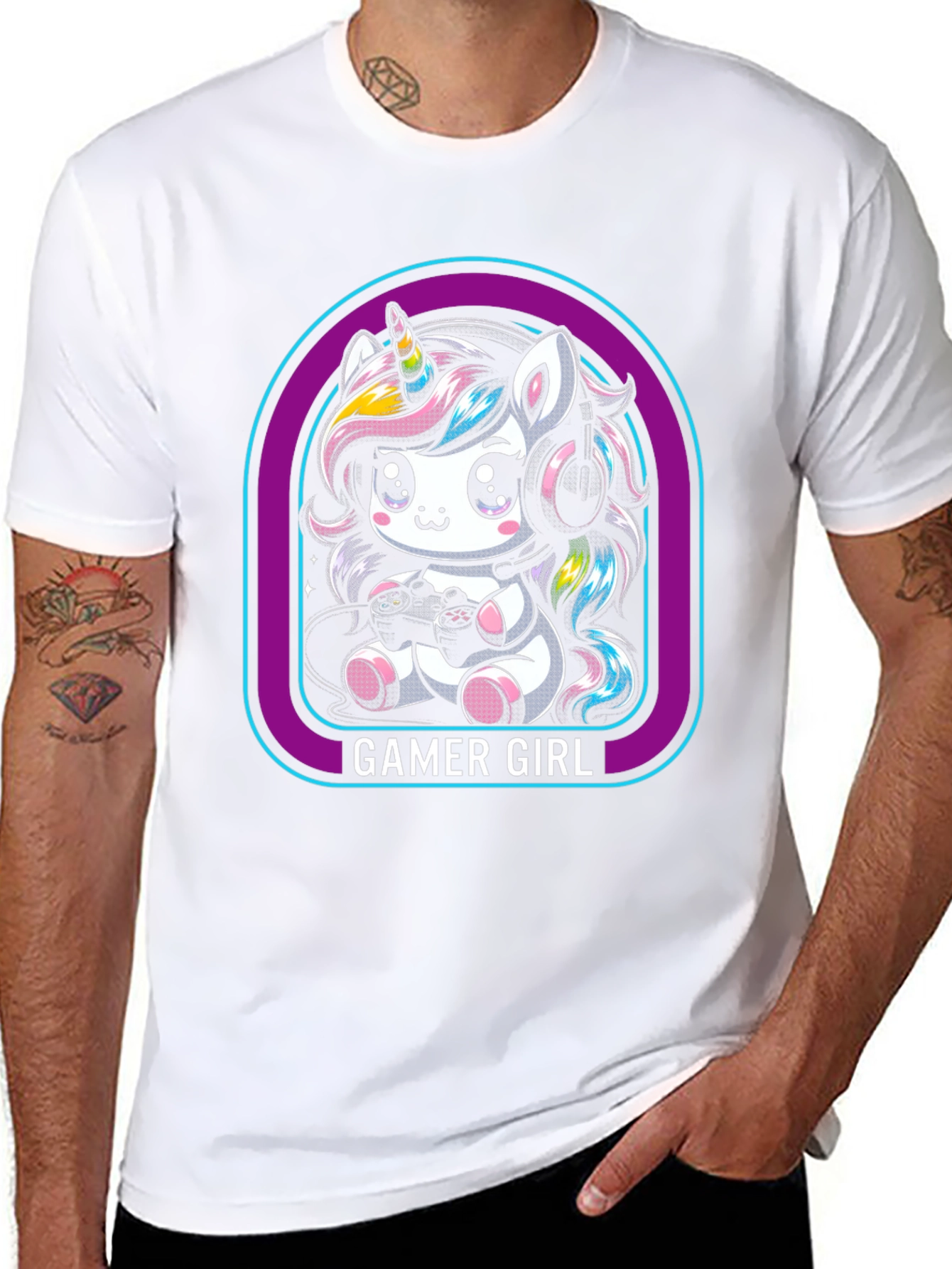 Camiseta Negra Unicornio Gamer Girl