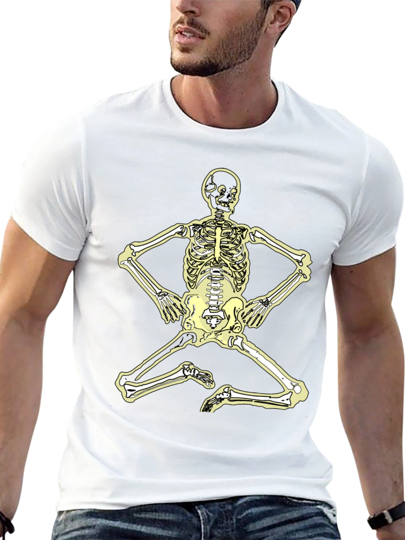 Camiseta Negra con Diseño de Esqueleto Yoga