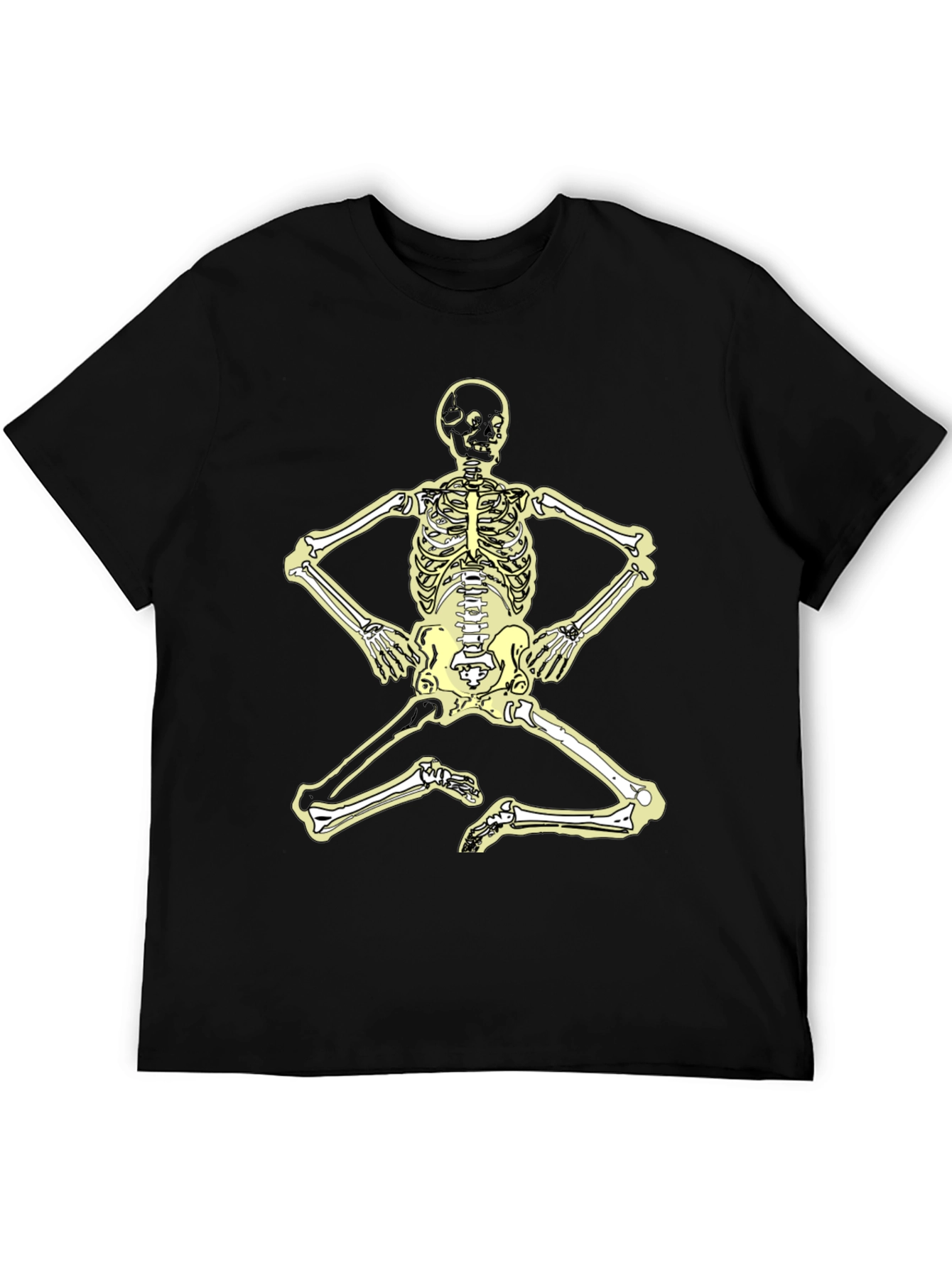 Camiseta Negra con Diseño de Esqueleto Yoga