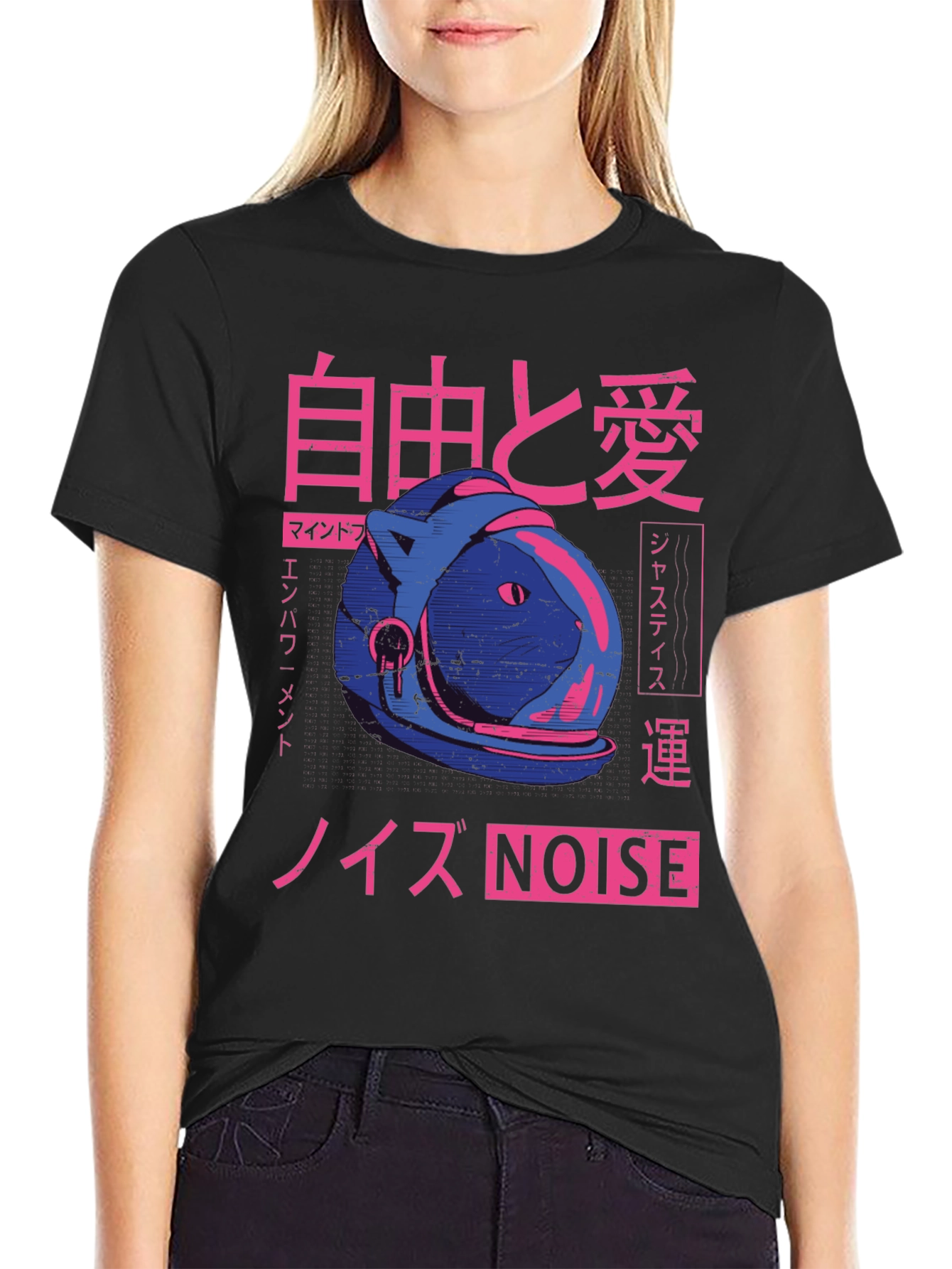 Camiseta Negra con Diseño Japonés Estilo Retro