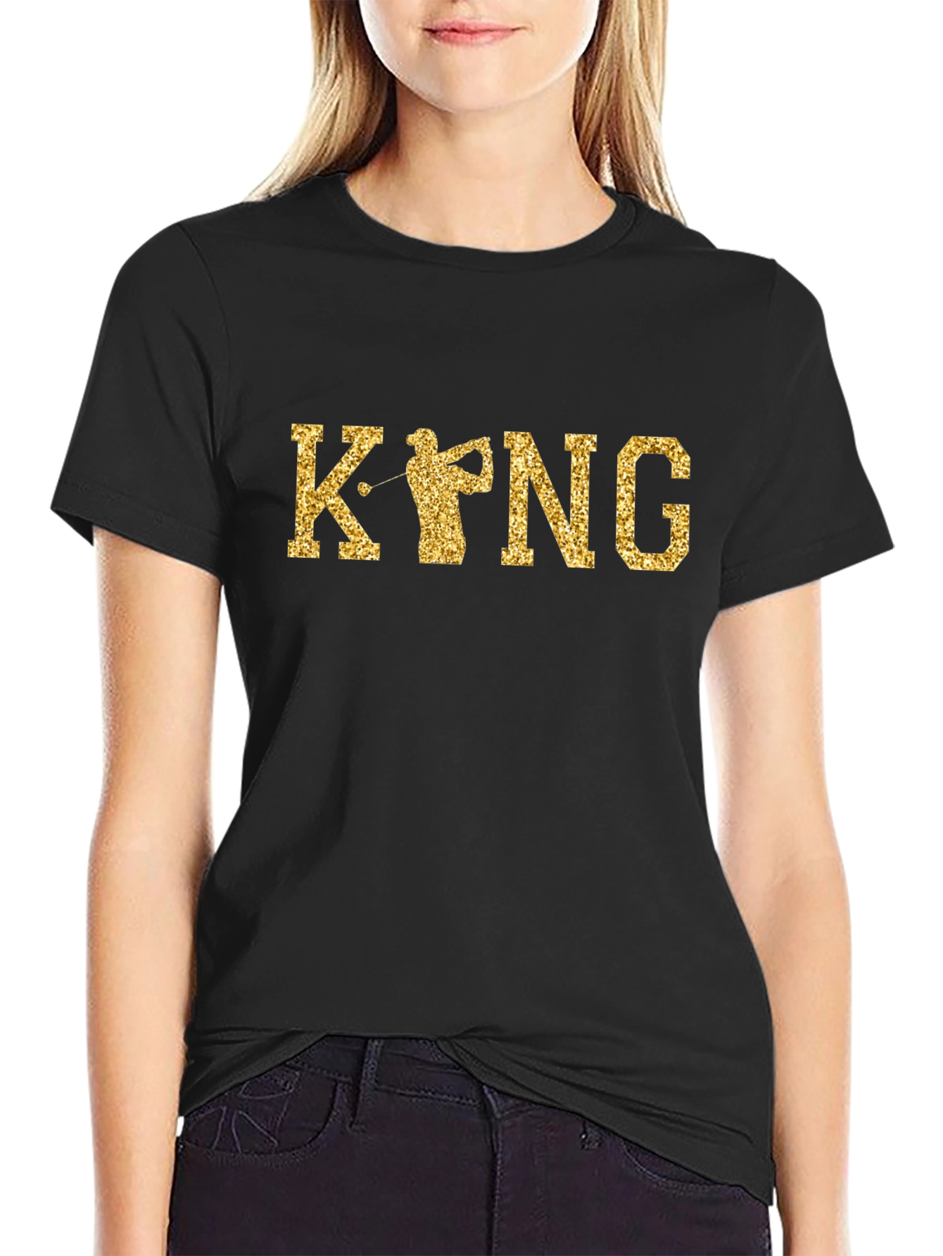 Camiseta Negra Golf Kpng Oro