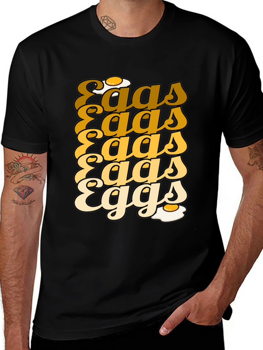 Camiseta Negra con Diseño Huevos Retro