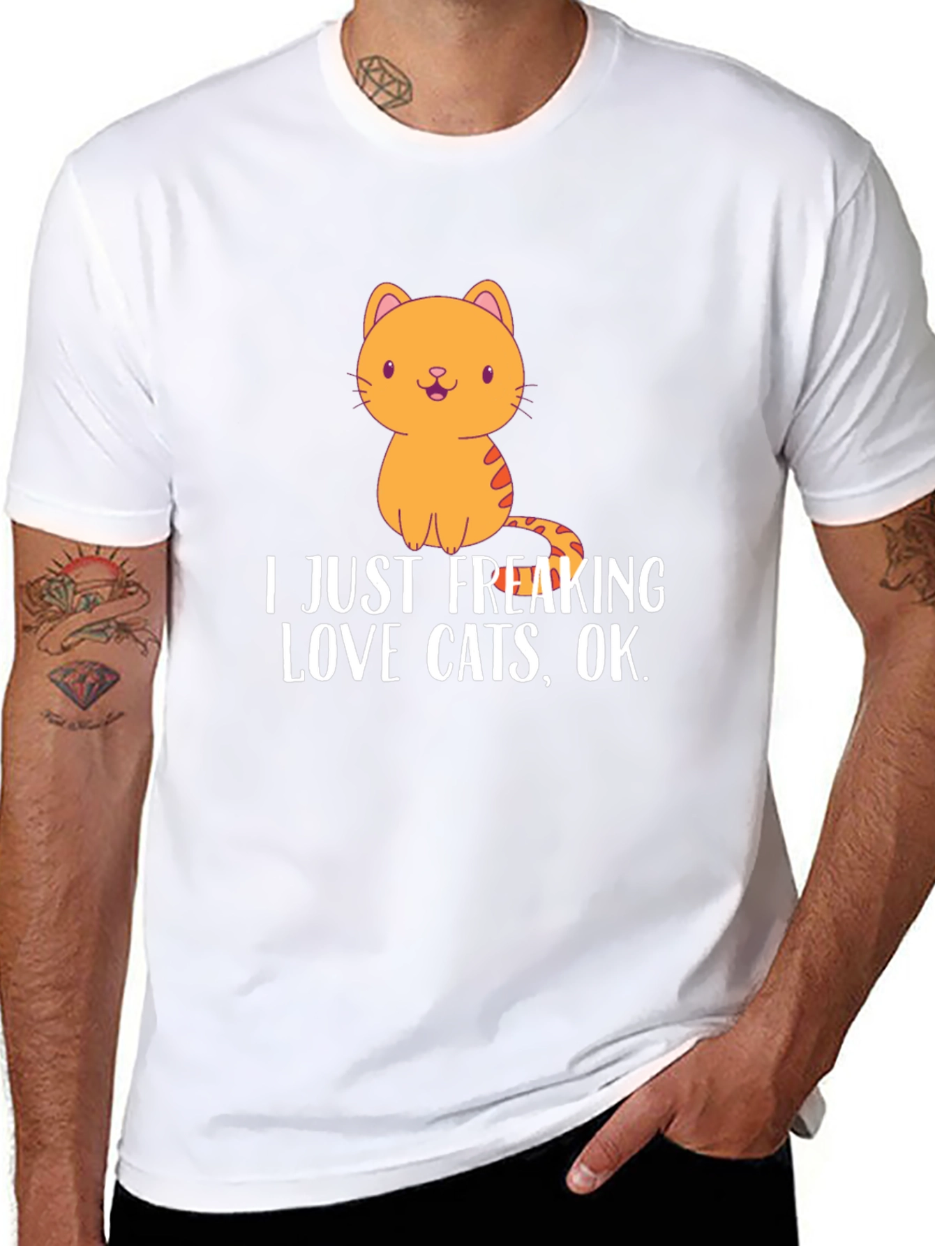 Camiseta Negra con Diseño de Gato Amo los Gatos
