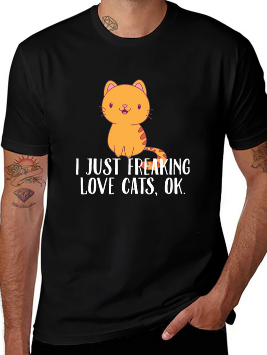 Camiseta Negra con Diseño de Gato Amo los Gatos