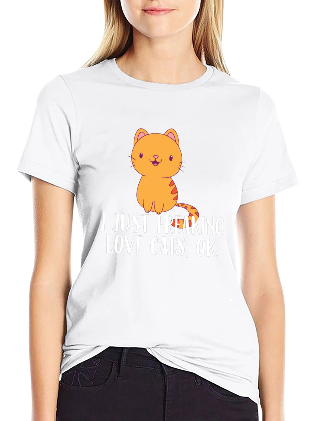 Camiseta Negra con Diseño de Gato Amo los Gatos