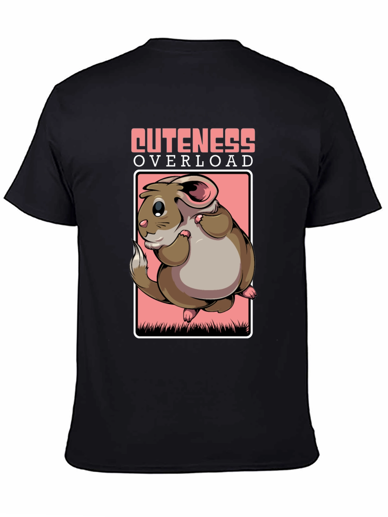 Camiseta Negra Cuteness Overload con Diseño de Hamster