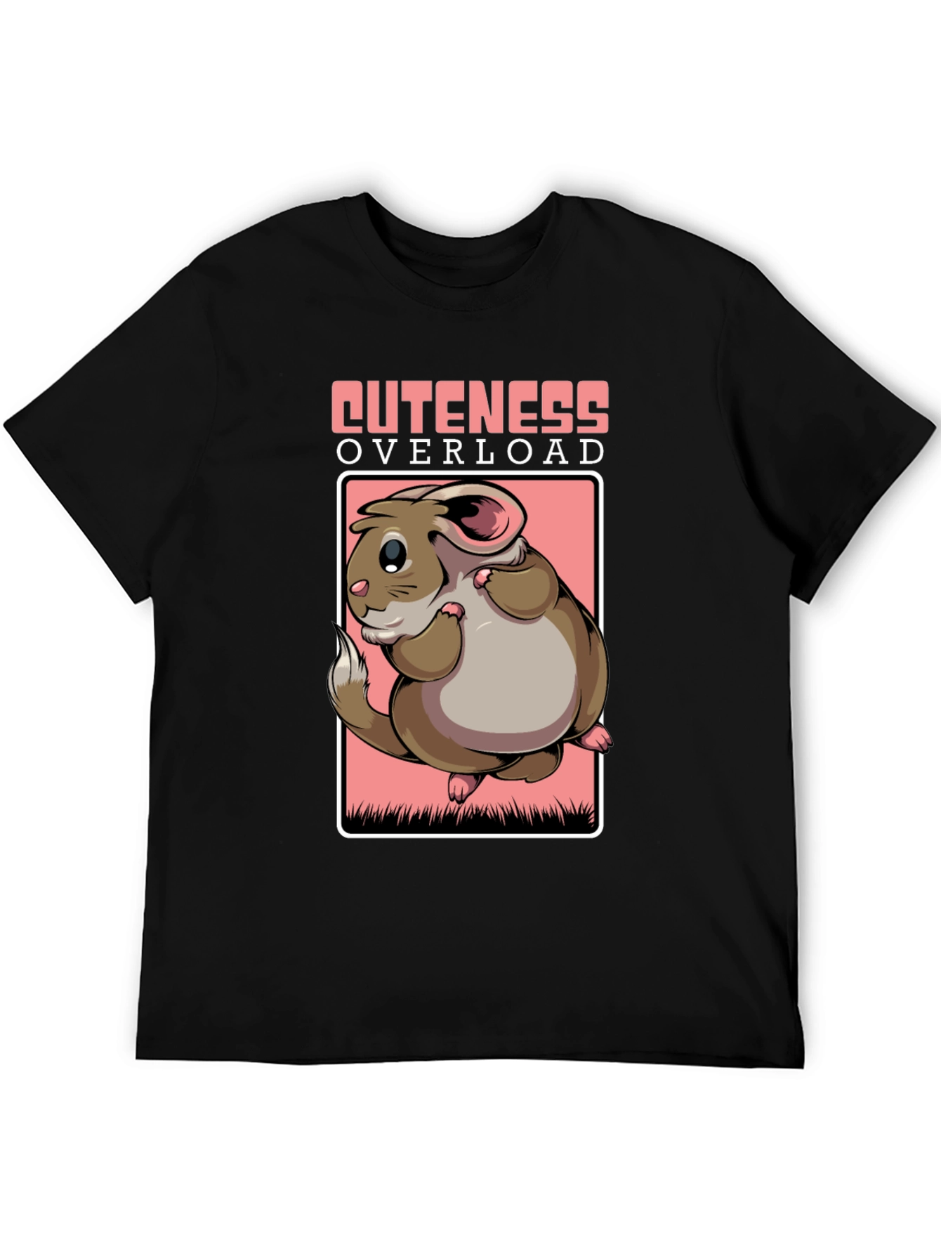 Camiseta Negra Cuteness Overload con Diseño de Hamster