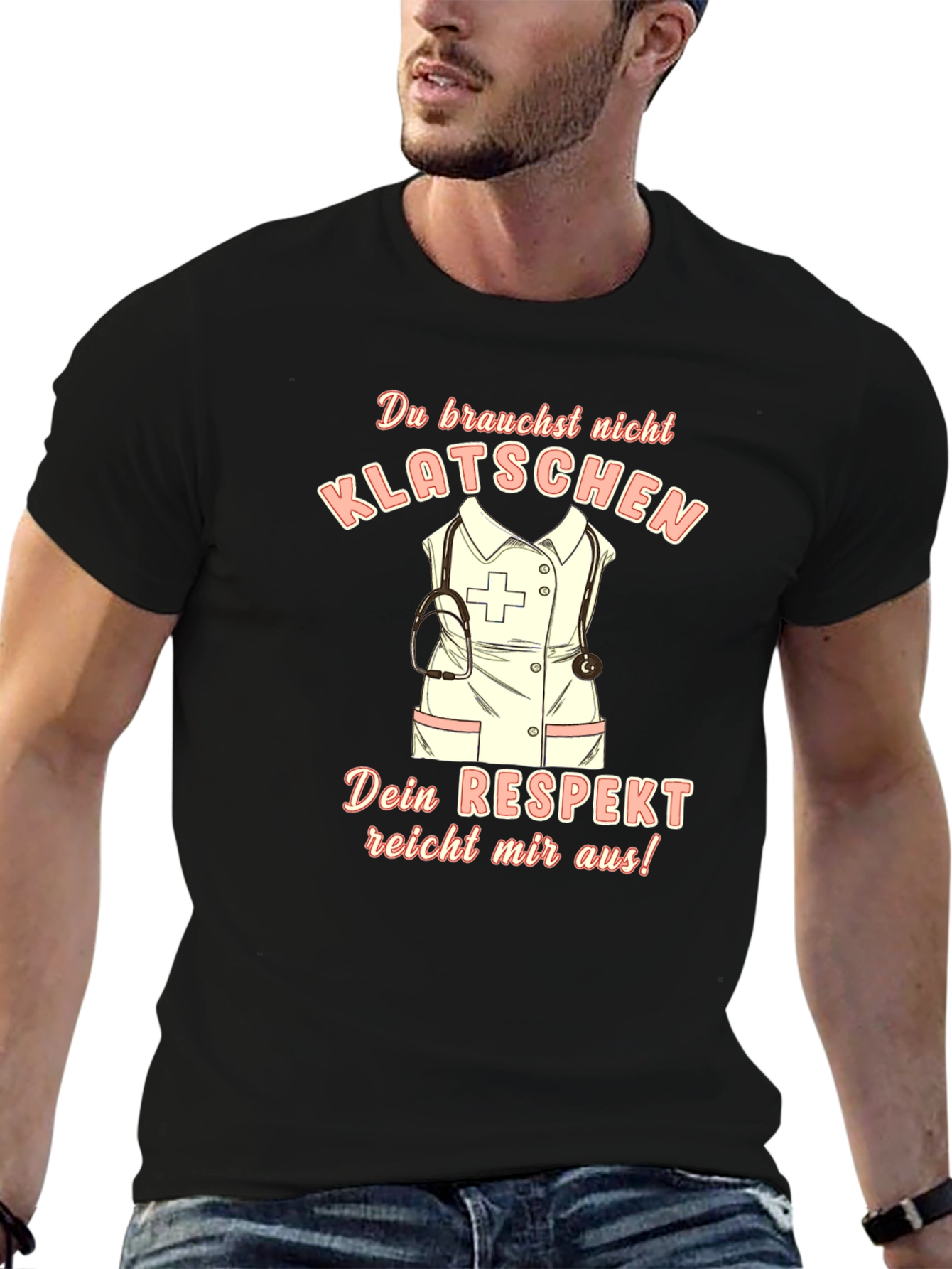 Camiseta Negra con Diseño de Enfermera