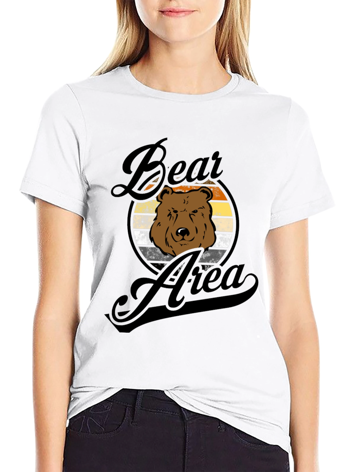 Camiseta Hombre Negra Diseño Oso Área