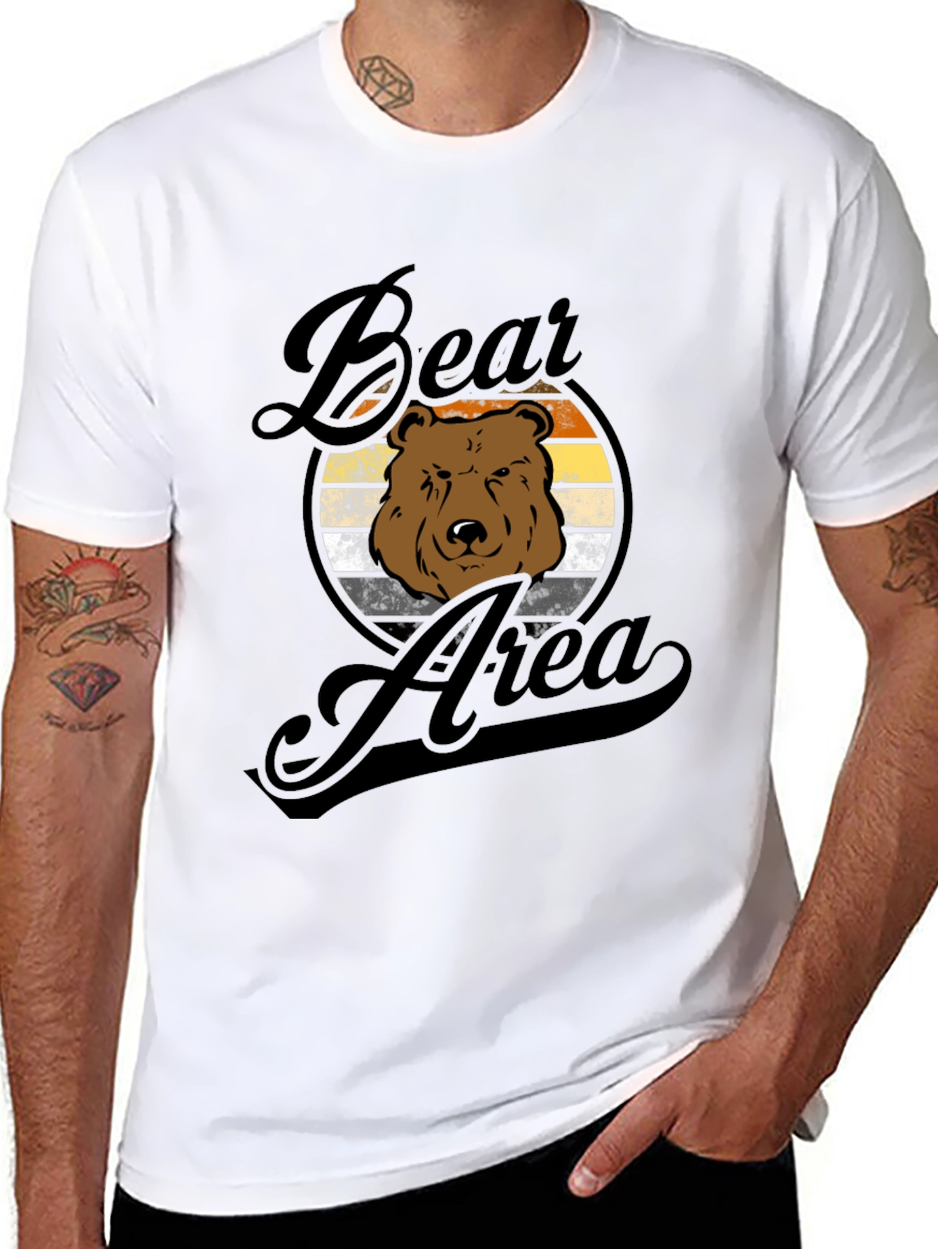 Camiseta Hombre Negra Diseño Oso Área