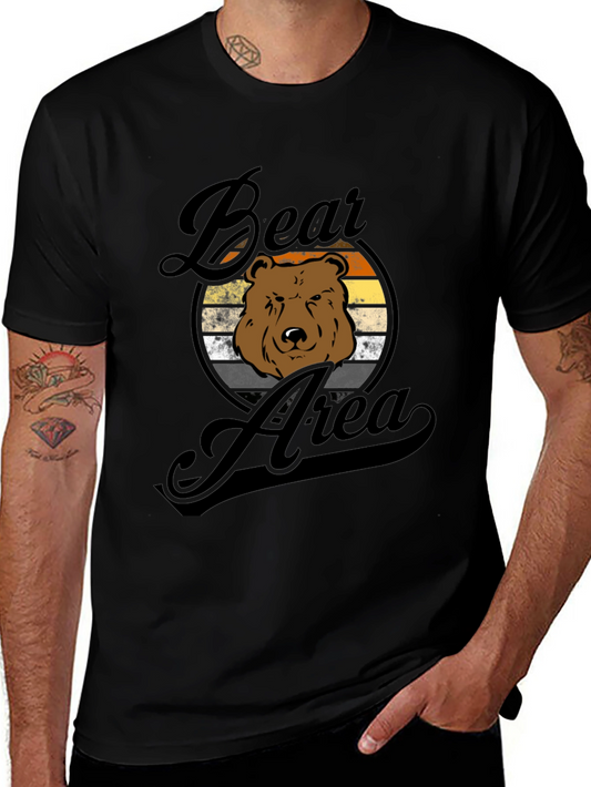 Camiseta Hombre Negra Diseño Oso Área