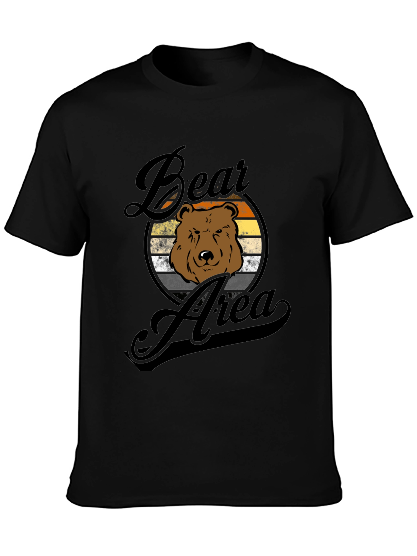 Camiseta Hombre Negra Diseño Oso Área
