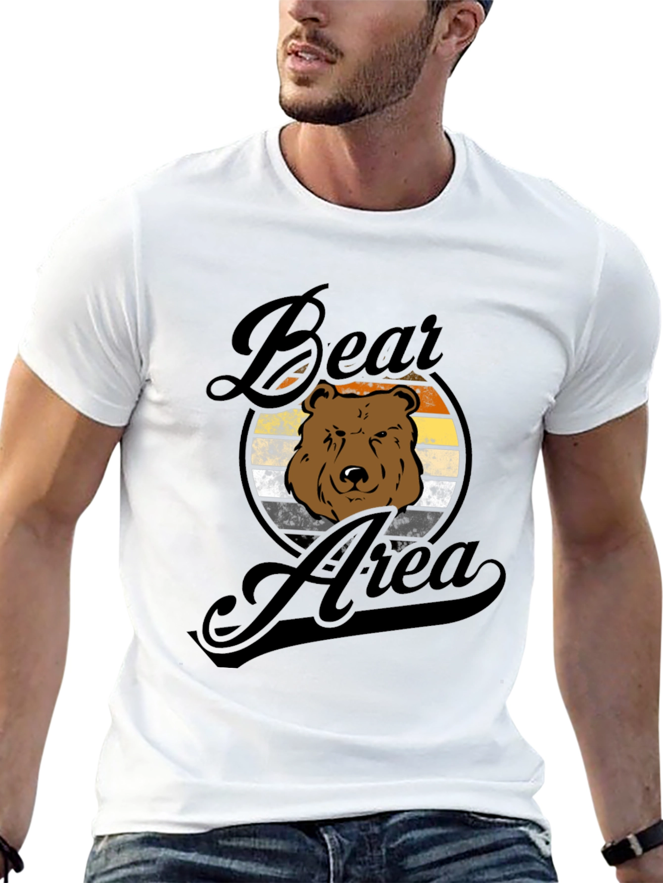 Camiseta Hombre Negra Diseño Oso Área
