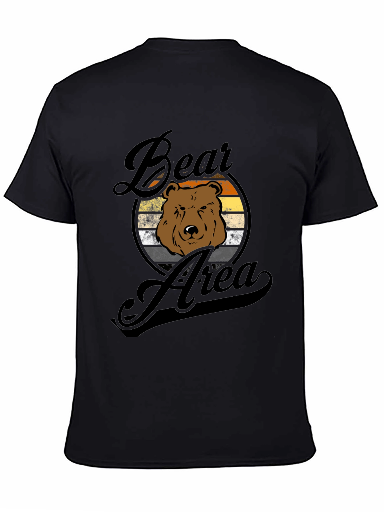 Camiseta Hombre Negra Diseño Oso Área
