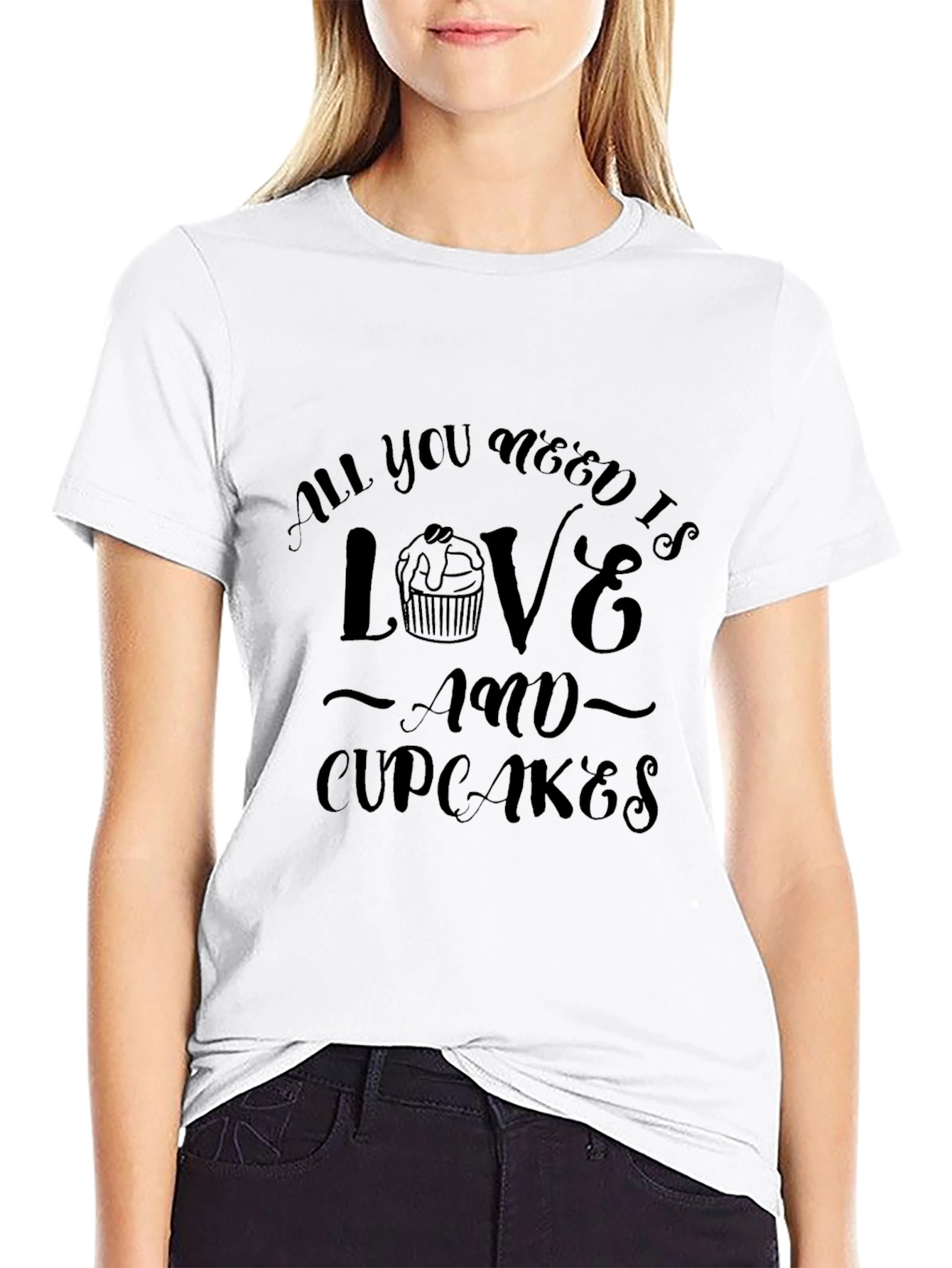 Camiseta Negra Amor y Cupcakes