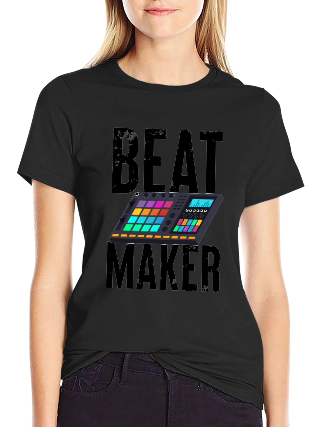 Camiseta Negra Beat Maker para Amantes de la Música
