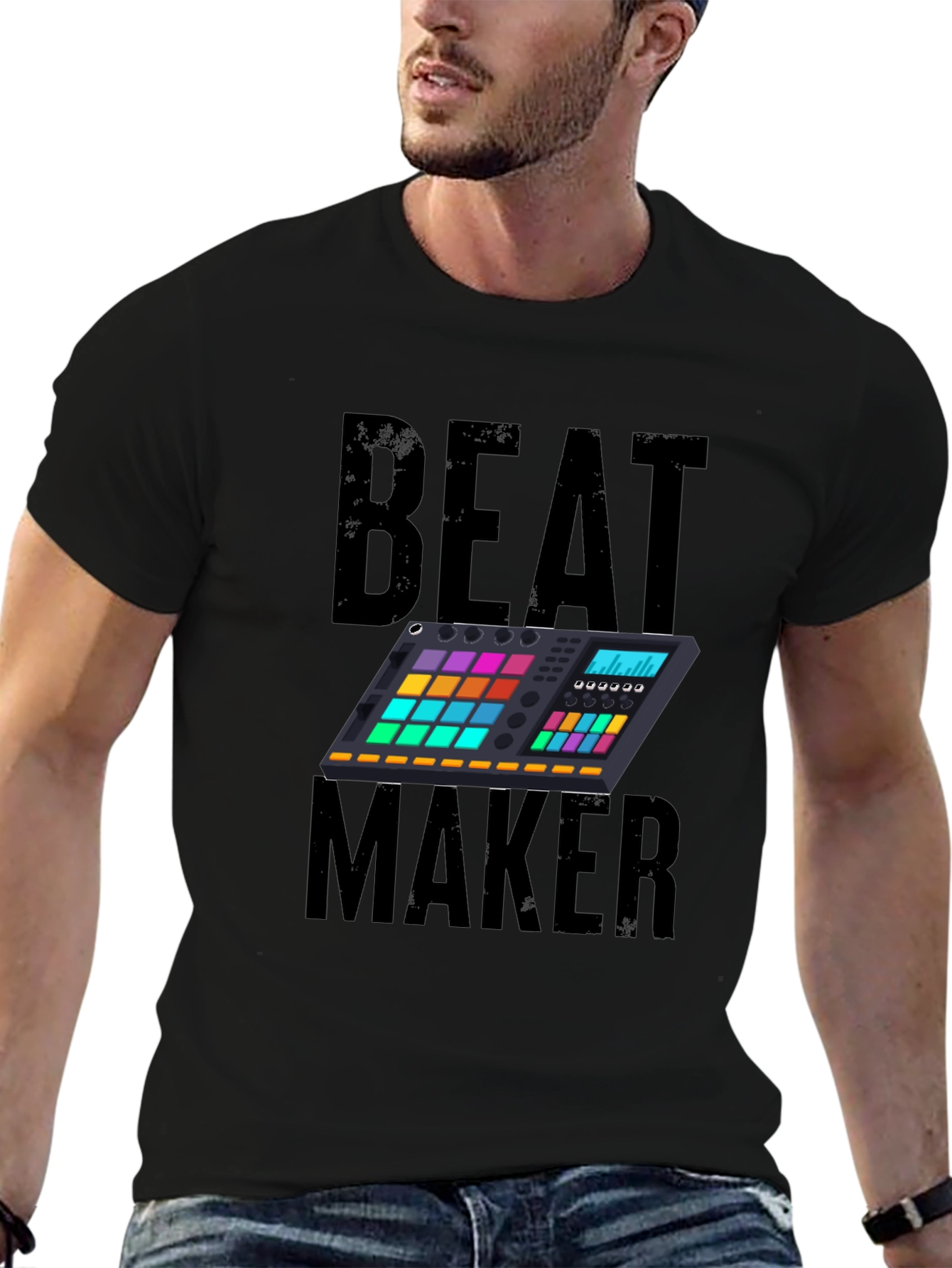 Camiseta Negra Beat Maker para Amantes de la Música