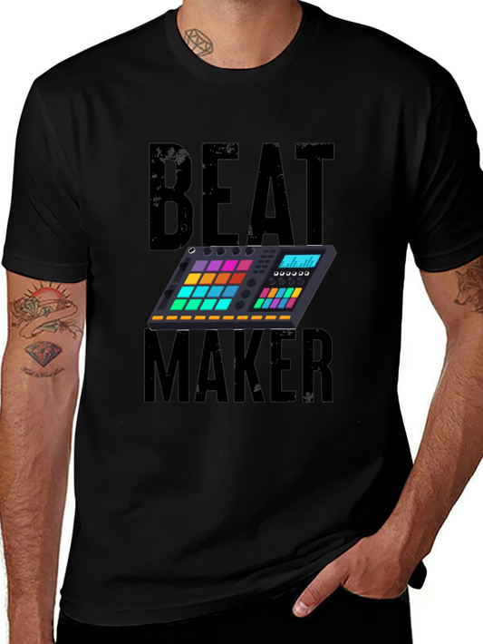 Camiseta Negra Beat Maker para Amantes de la Música