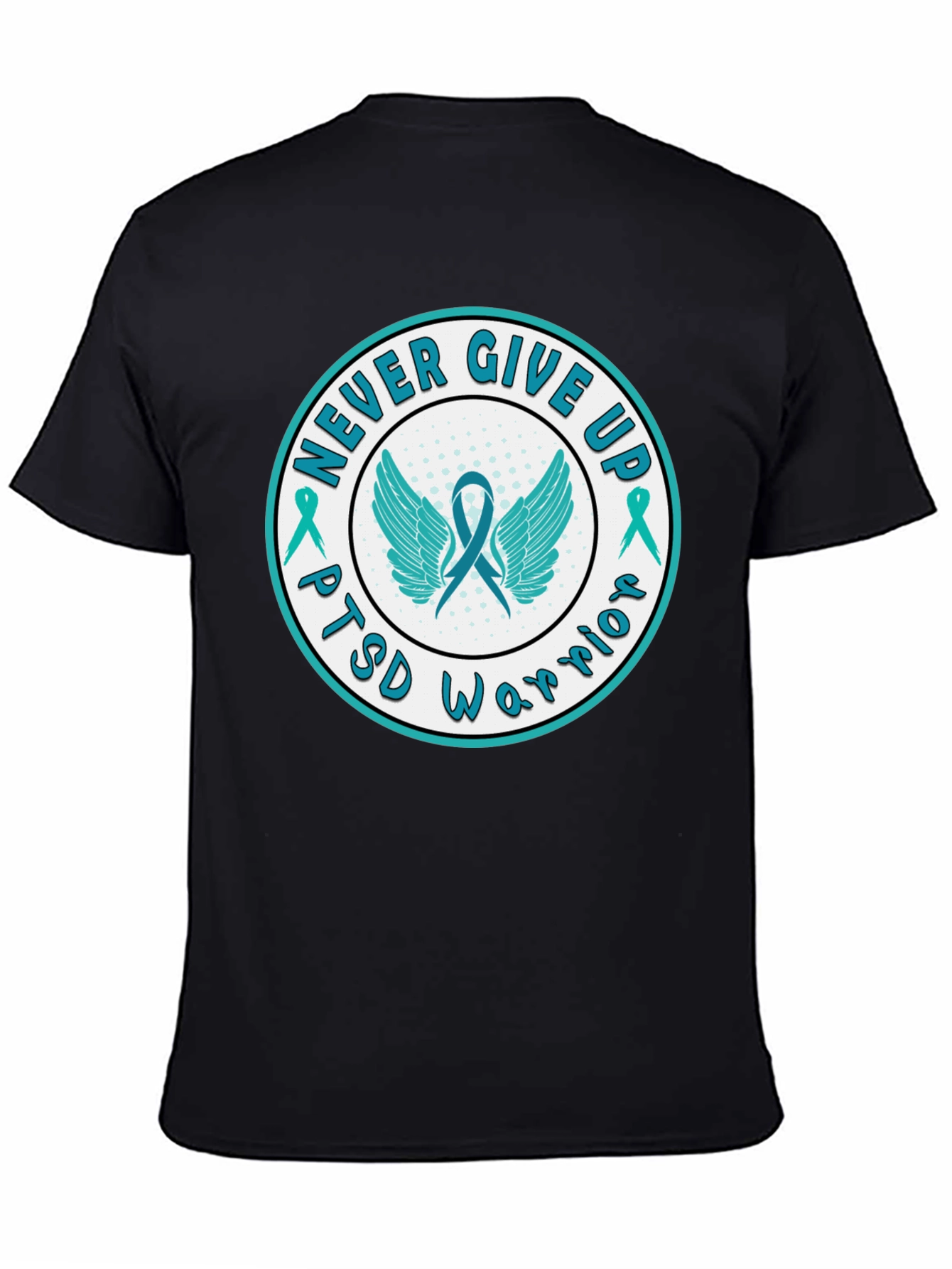 Camiseta Negra: Guerrero PTSD - Nunca te rindas