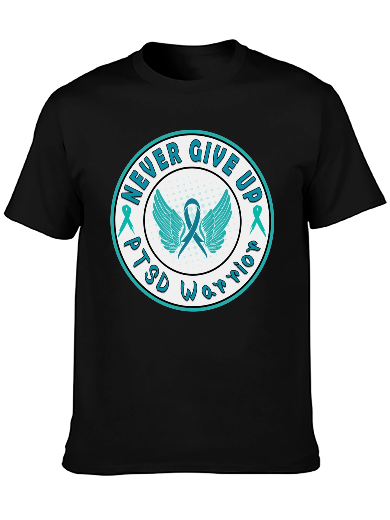 Camiseta Negra: Guerrero PTSD - Nunca te rindas