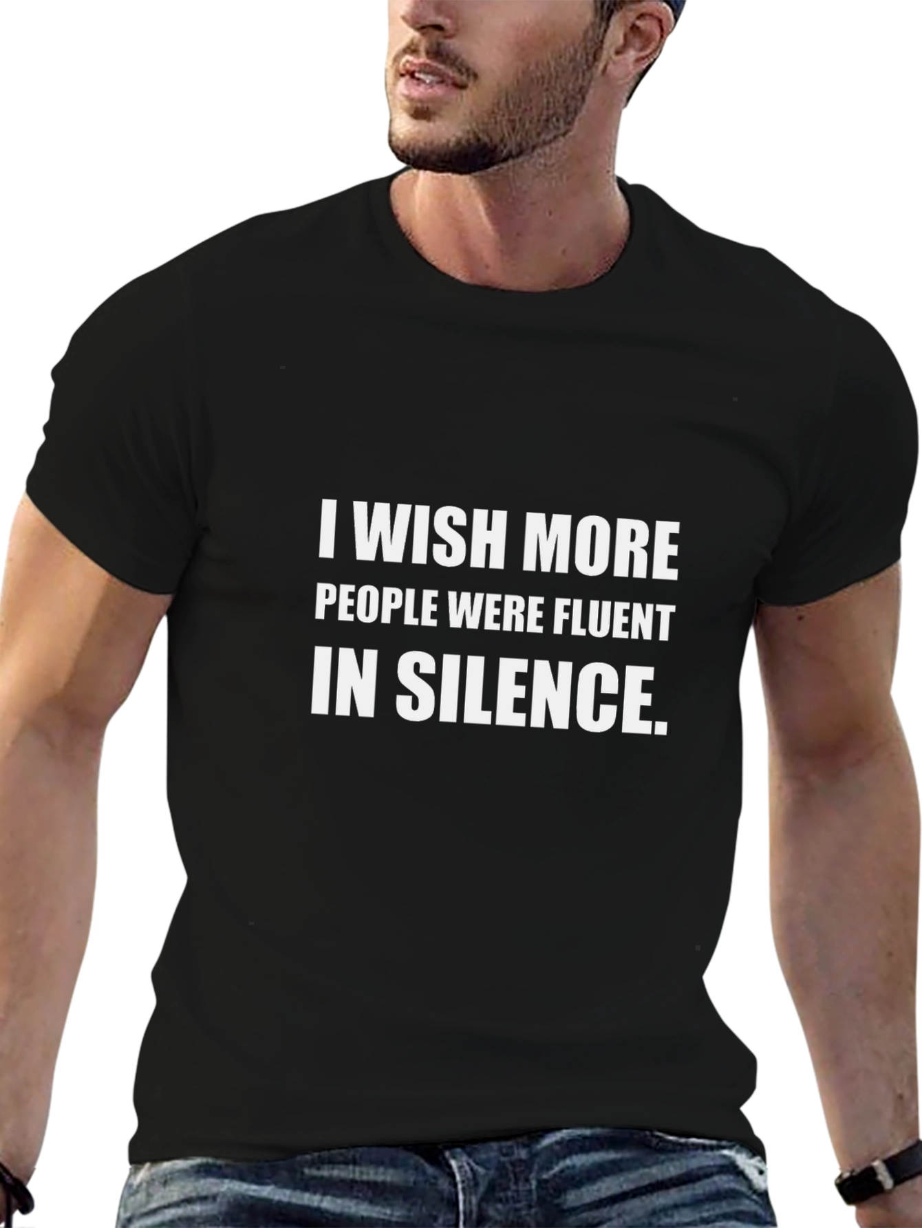 Camiseta Negra con Frase: Silencio Elocuente