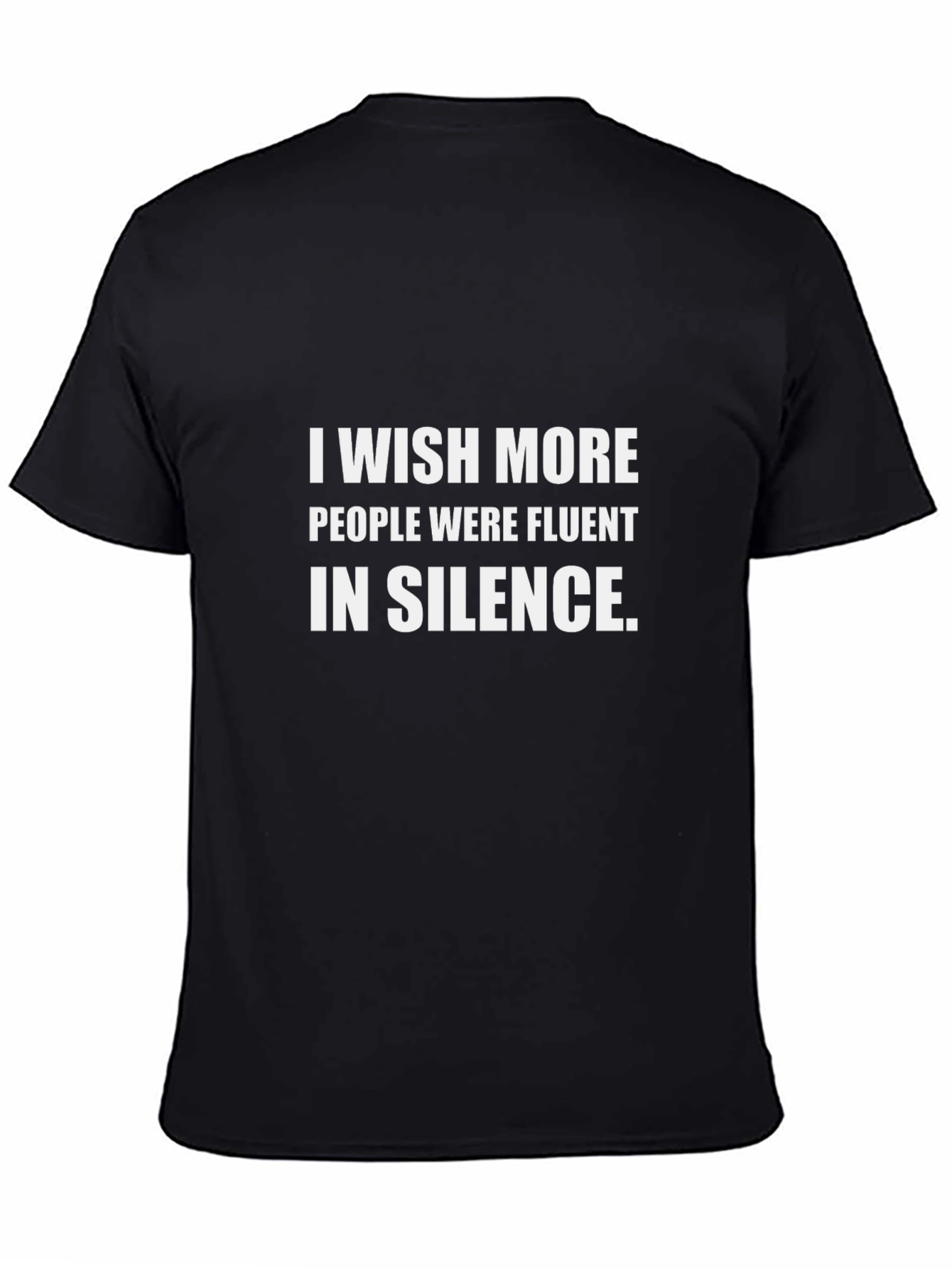 Camiseta Negra con Frase: Silencio Elocuente