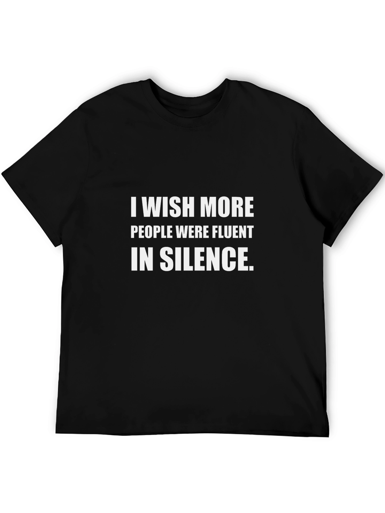 Camiseta Negra con Frase: Silencio Elocuente
