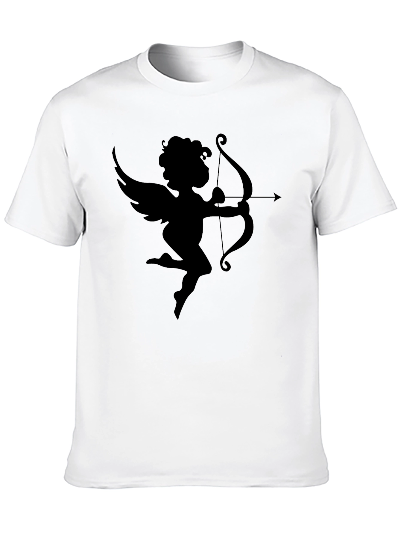 Camiseta Negra Cupido con Arco San Valentín