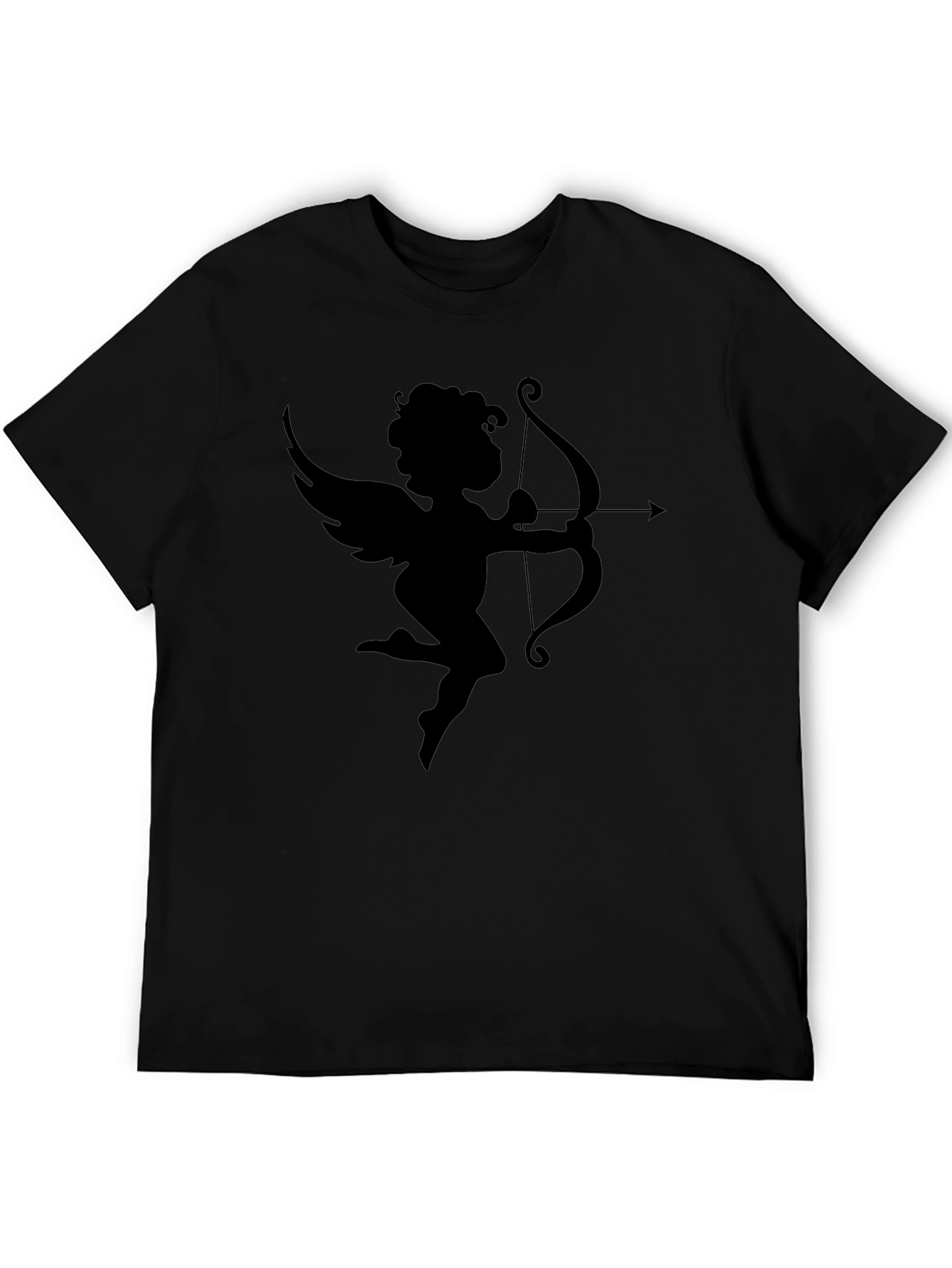 Camiseta Negra Cupido con Arco San Valentín