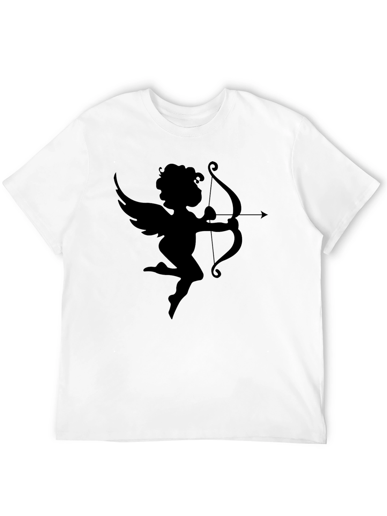 Camiseta Negra Cupido con Arco San Valentín