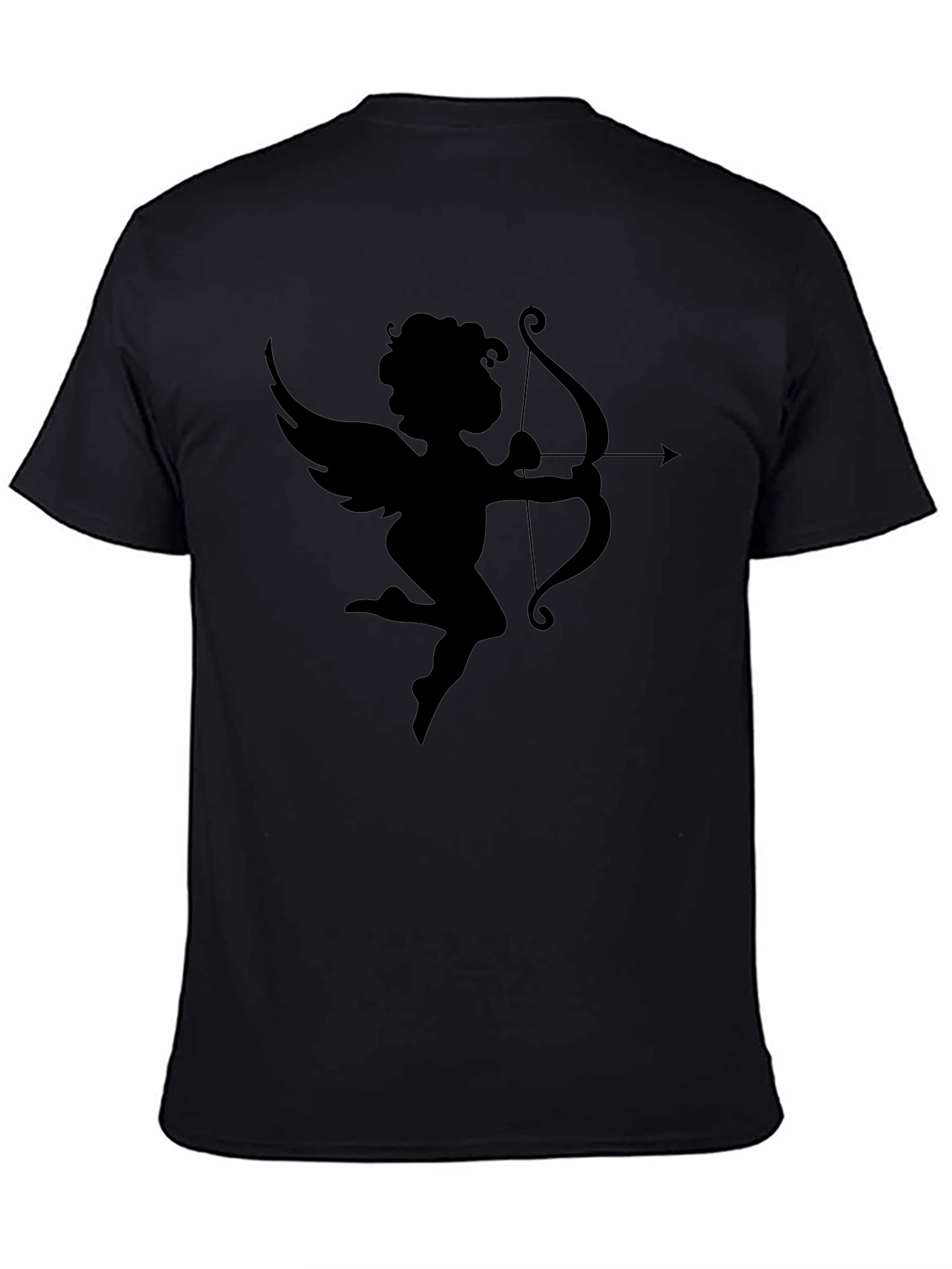 Camiseta Negra Cupido con Arco San Valentín