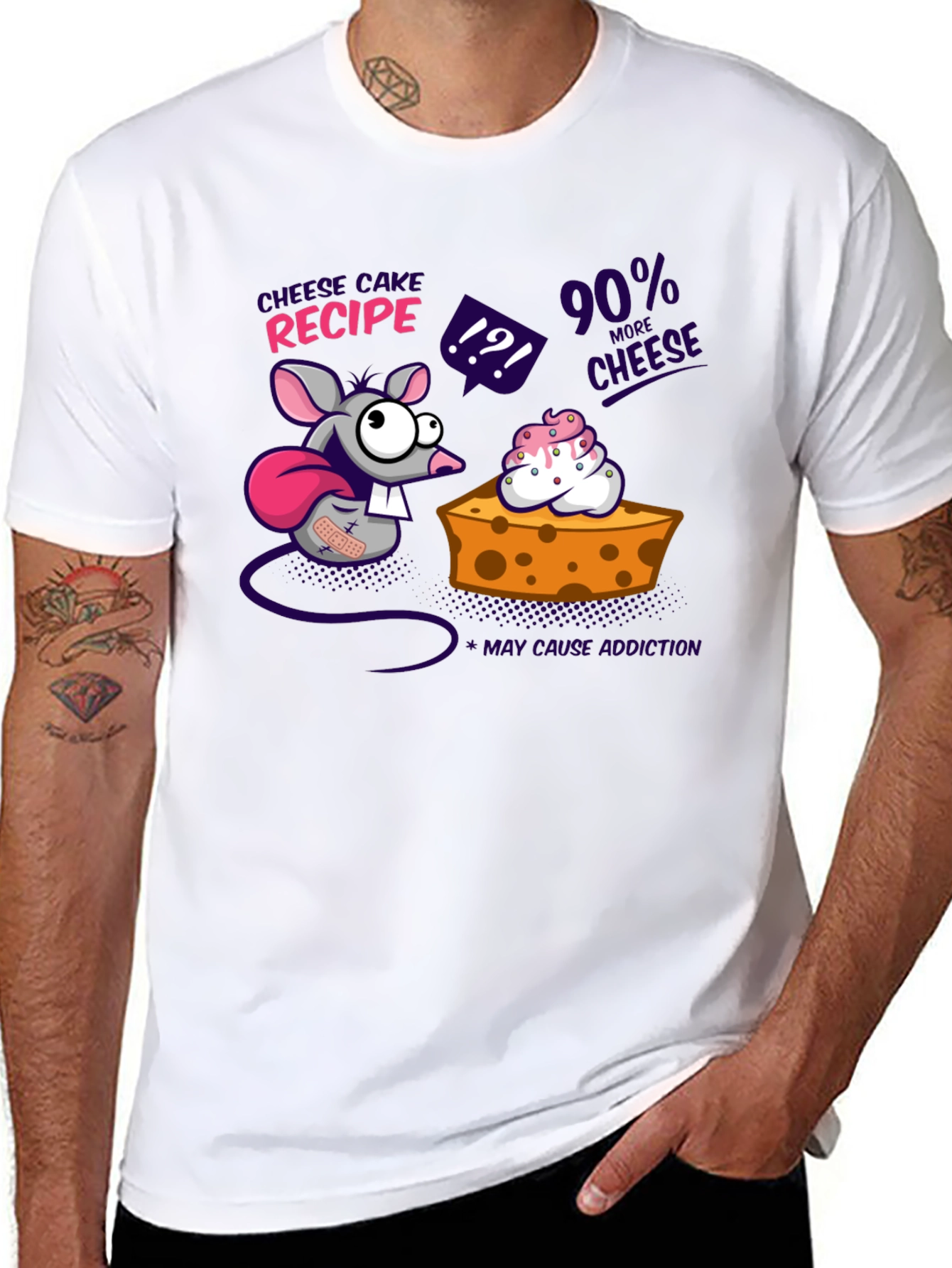 Camiseta Negra Divertida con Diseño de Ratón y Queso