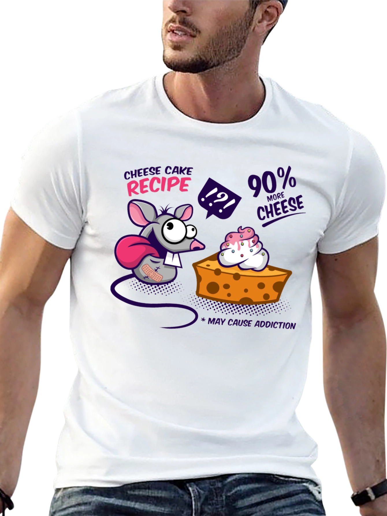 Camiseta Negra Divertida con Diseño de Ratón y Queso