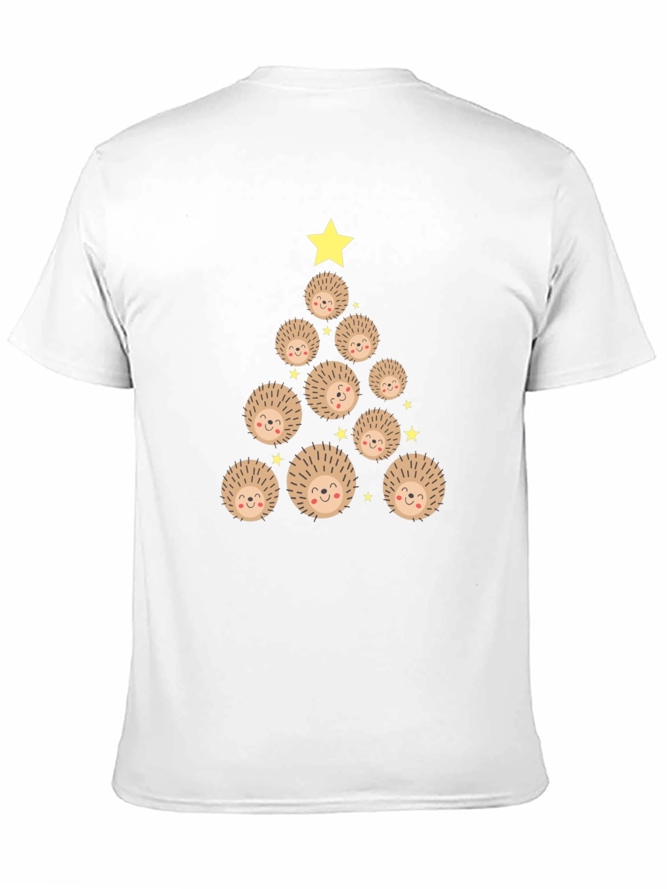 Camiseta Negra Árbol de Erizo Navideño