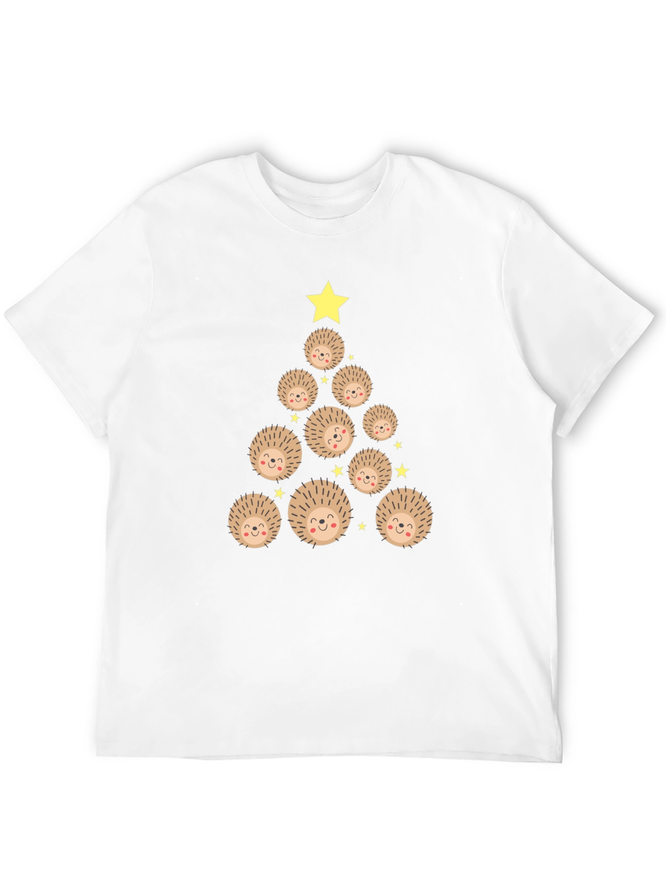 Camiseta Negra Árbol de Erizo Navideño