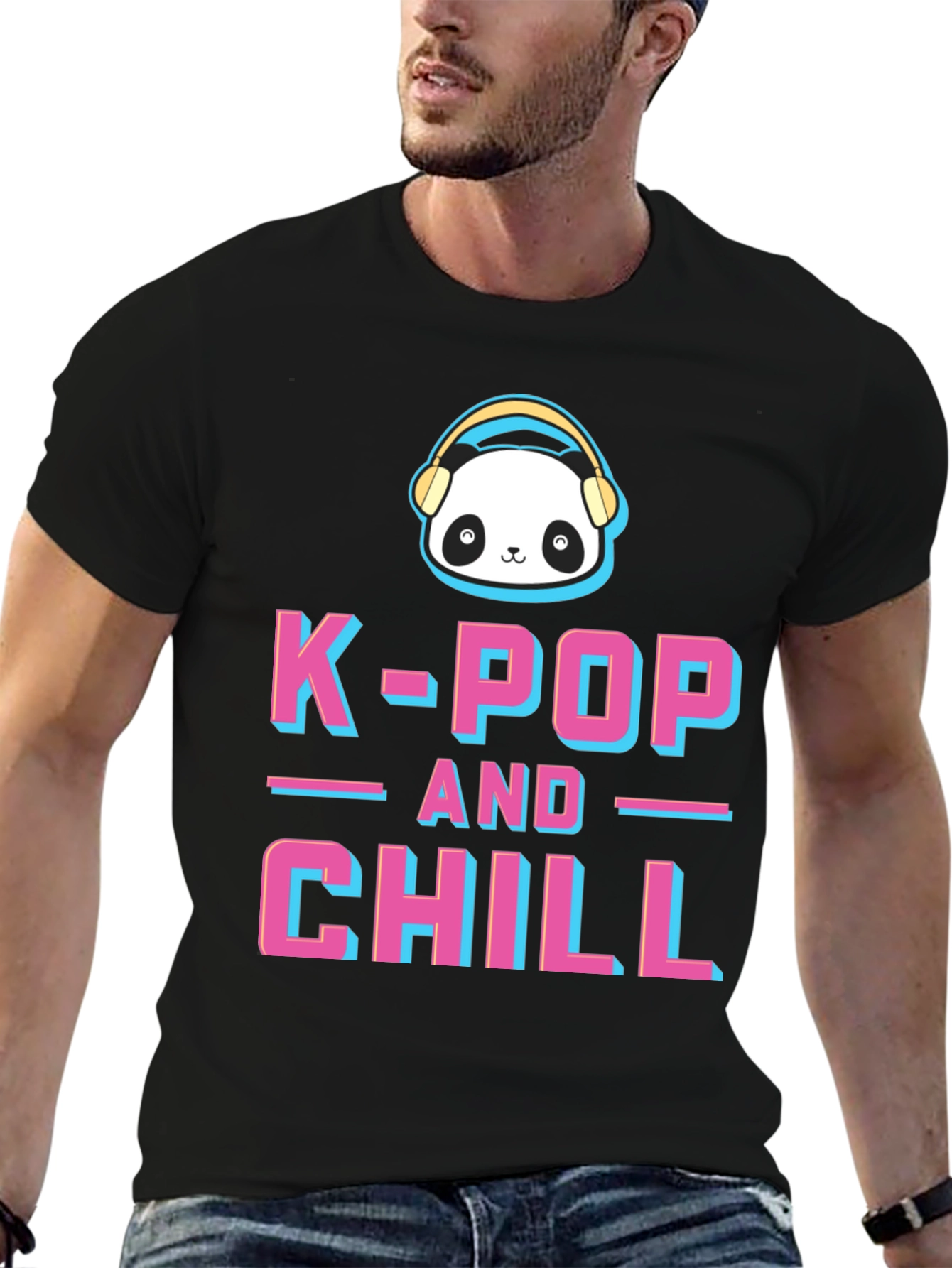 Camiseta K-Pop and Chill con Panda y Audífonos