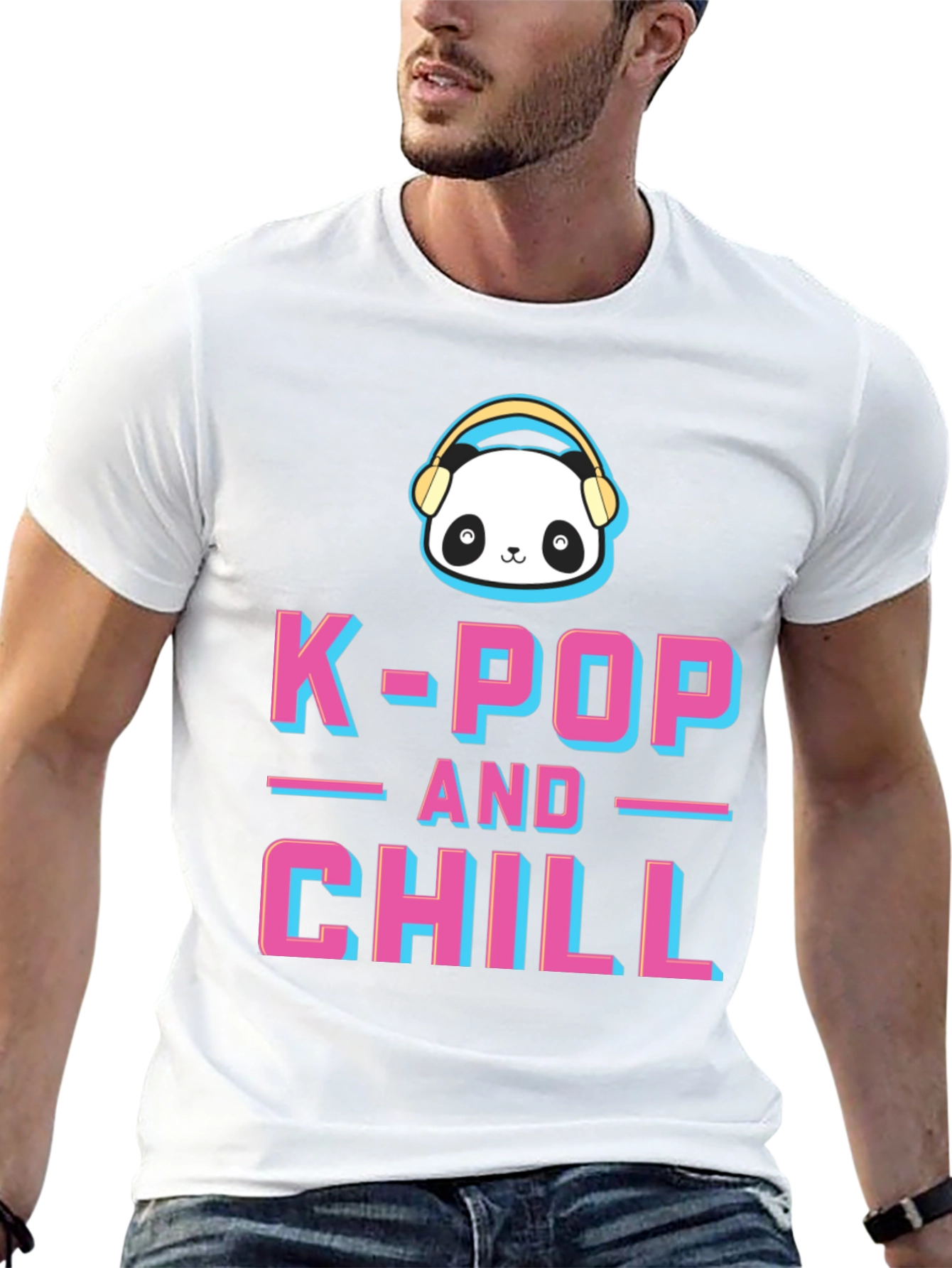 Camiseta K-Pop and Chill con Panda y Audífonos