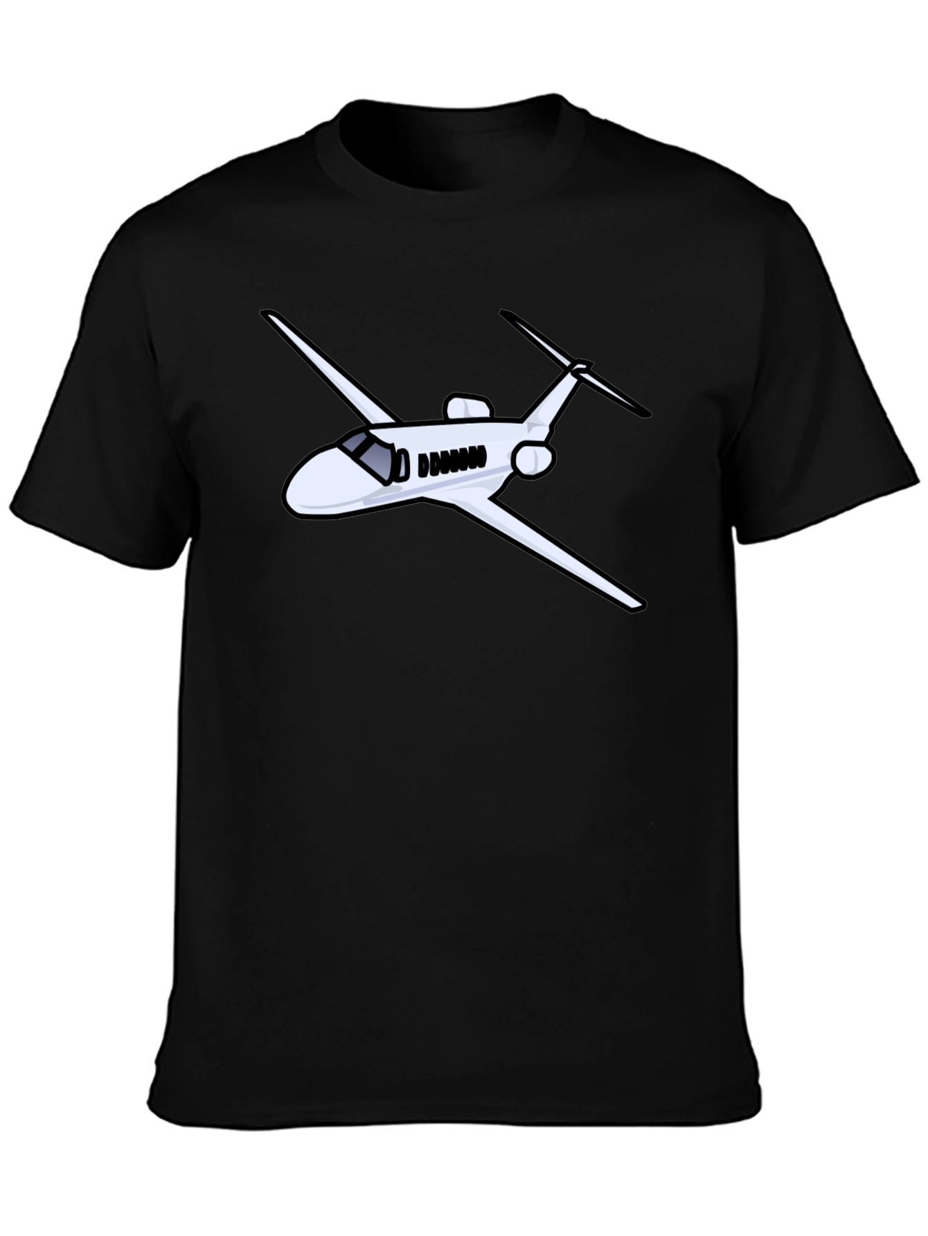 Camiseta Negra con Diseño de Avión Jet Personal