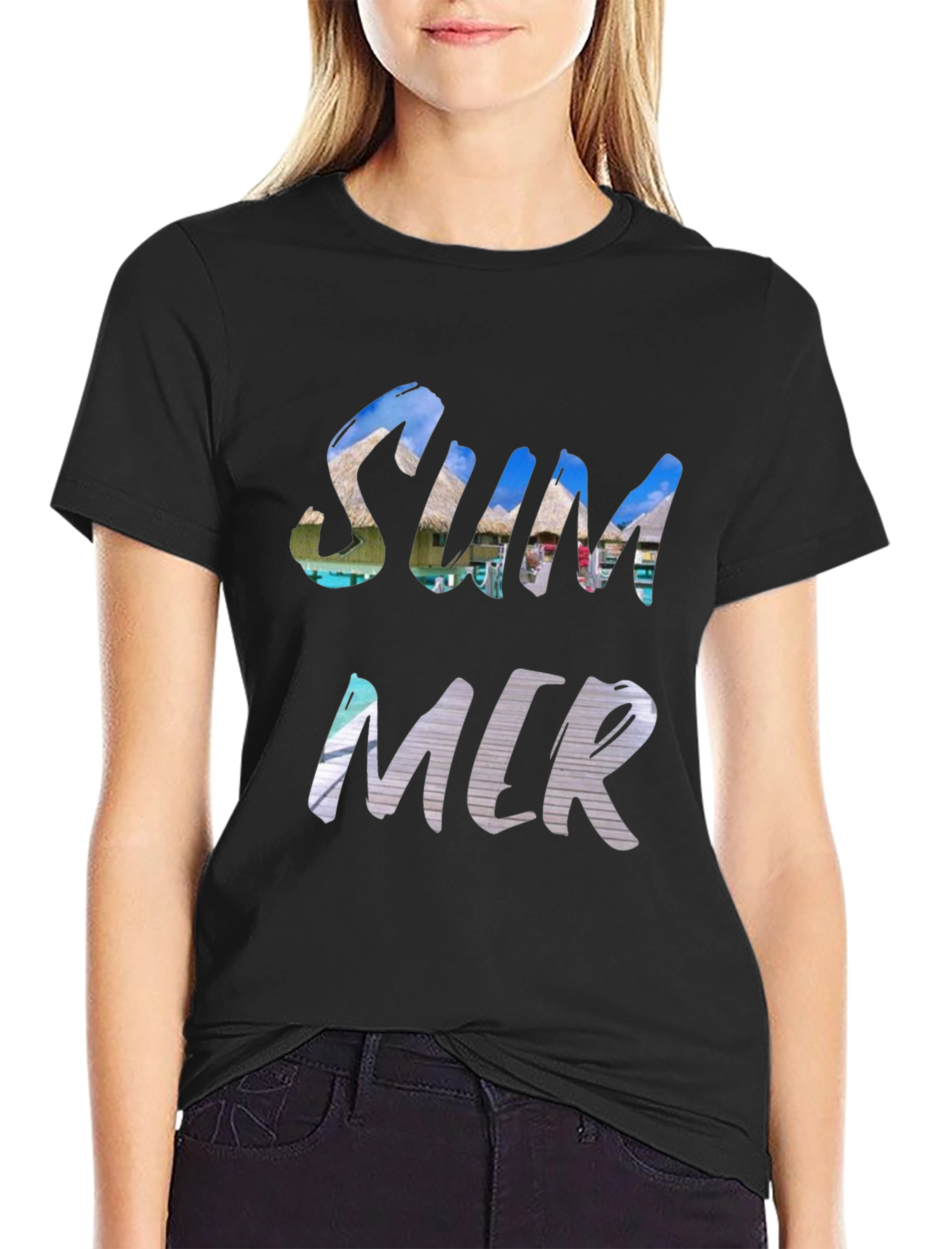 Camiseta Negra Hombre - Diseño Verano