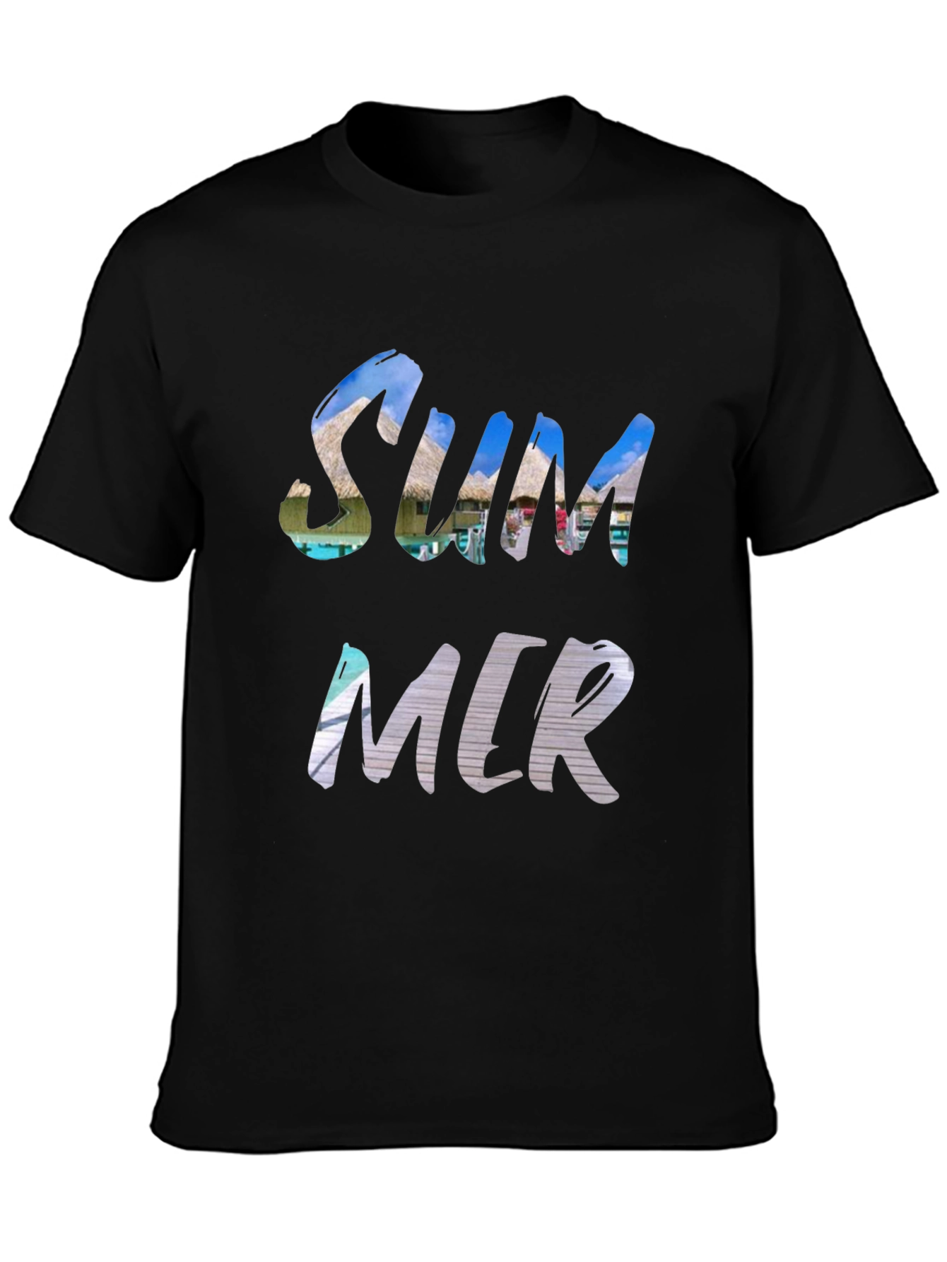 Camiseta Negra Hombre - Diseño Verano