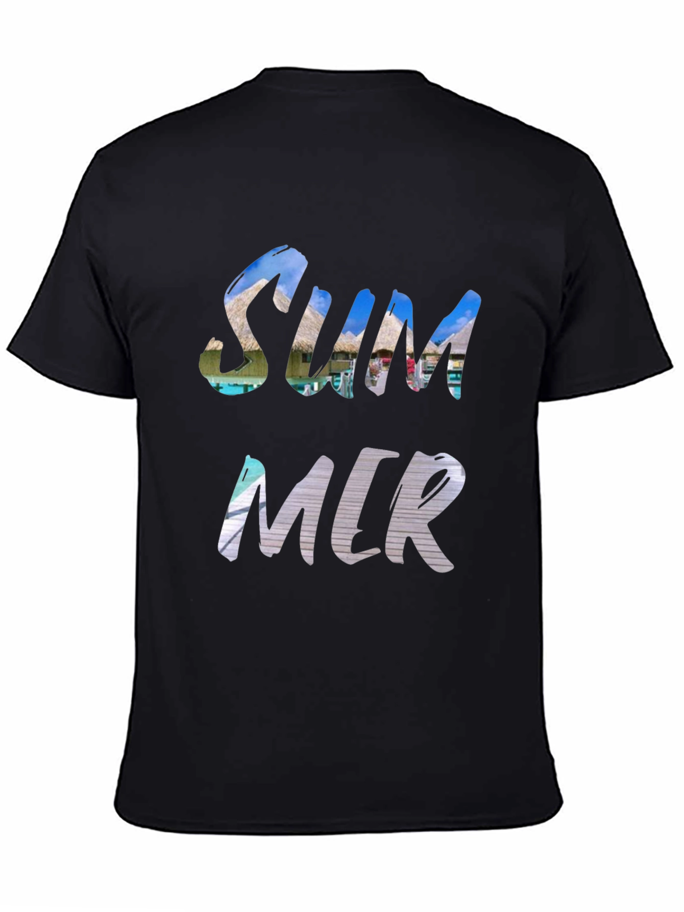 Camiseta Negra Hombre - Diseño Verano