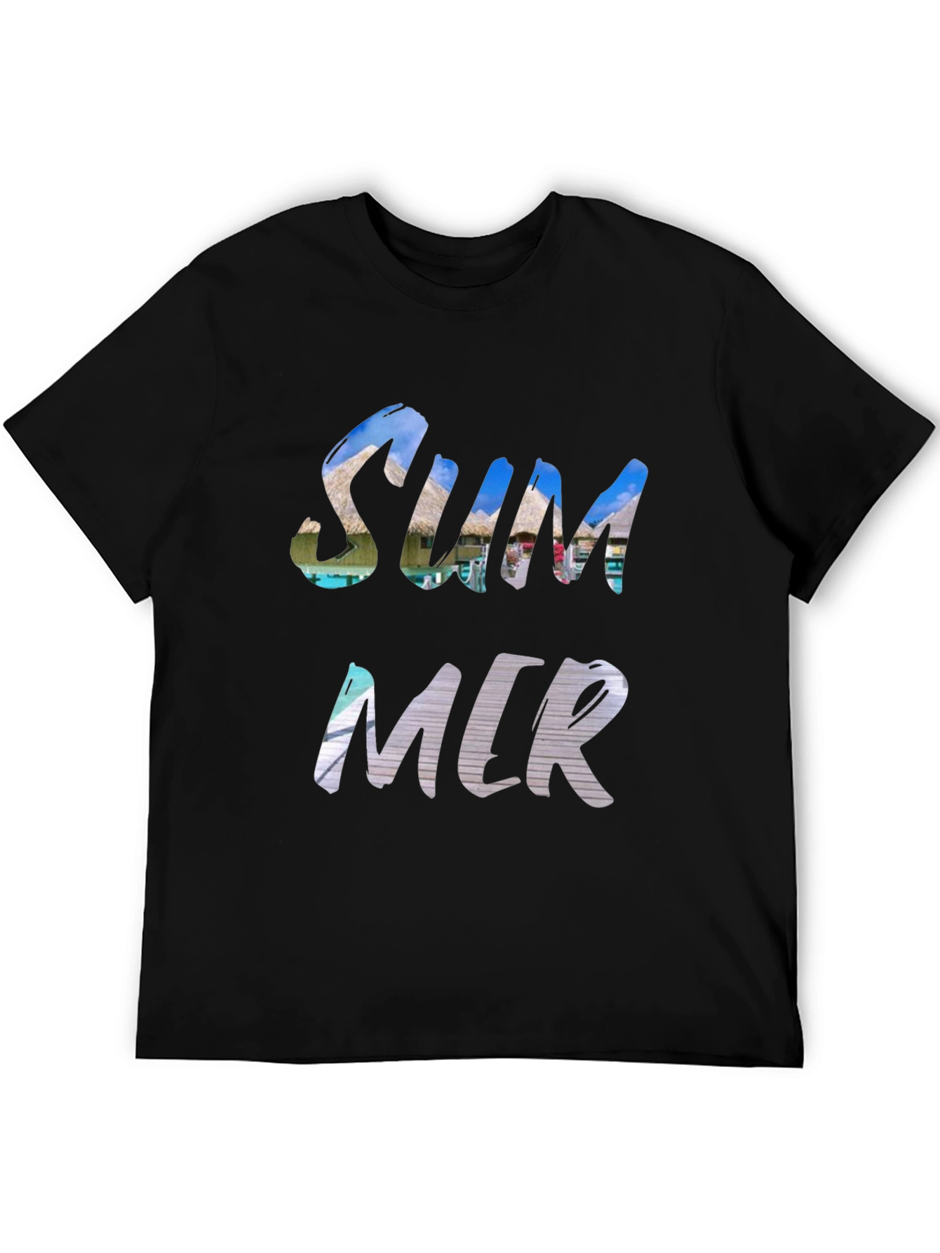 Camiseta Negra Hombre - Diseño Verano