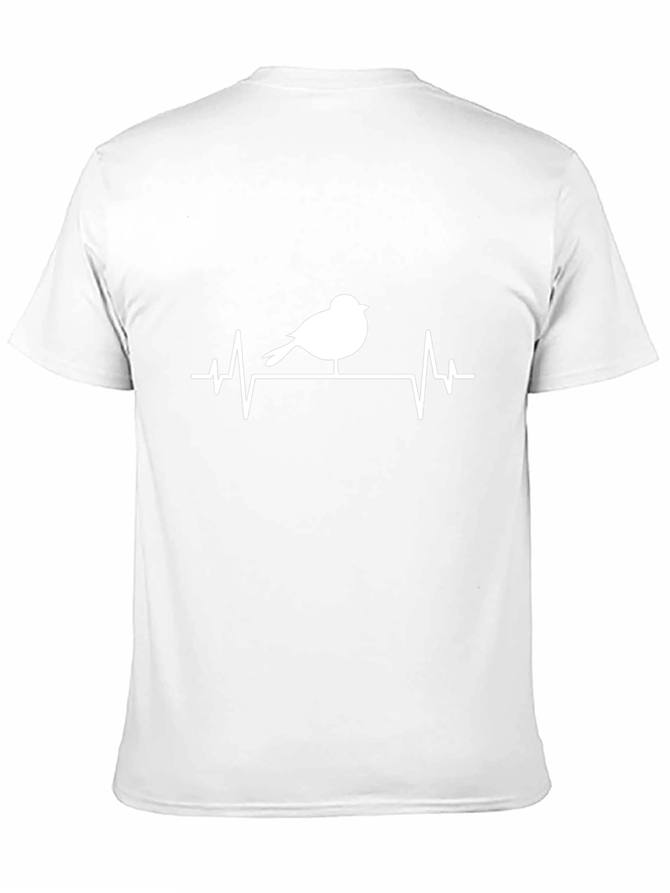 Camiseta Negra con Diseño de Pájaro y Ritmo Cardíaco